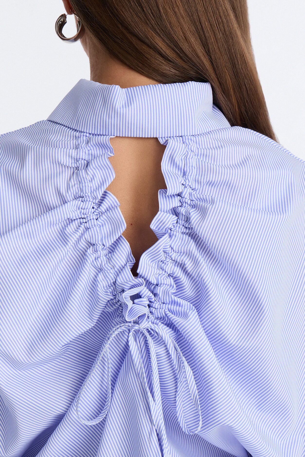 Quinn Tie Back Pinstripe Poplin Top - Blue/combo