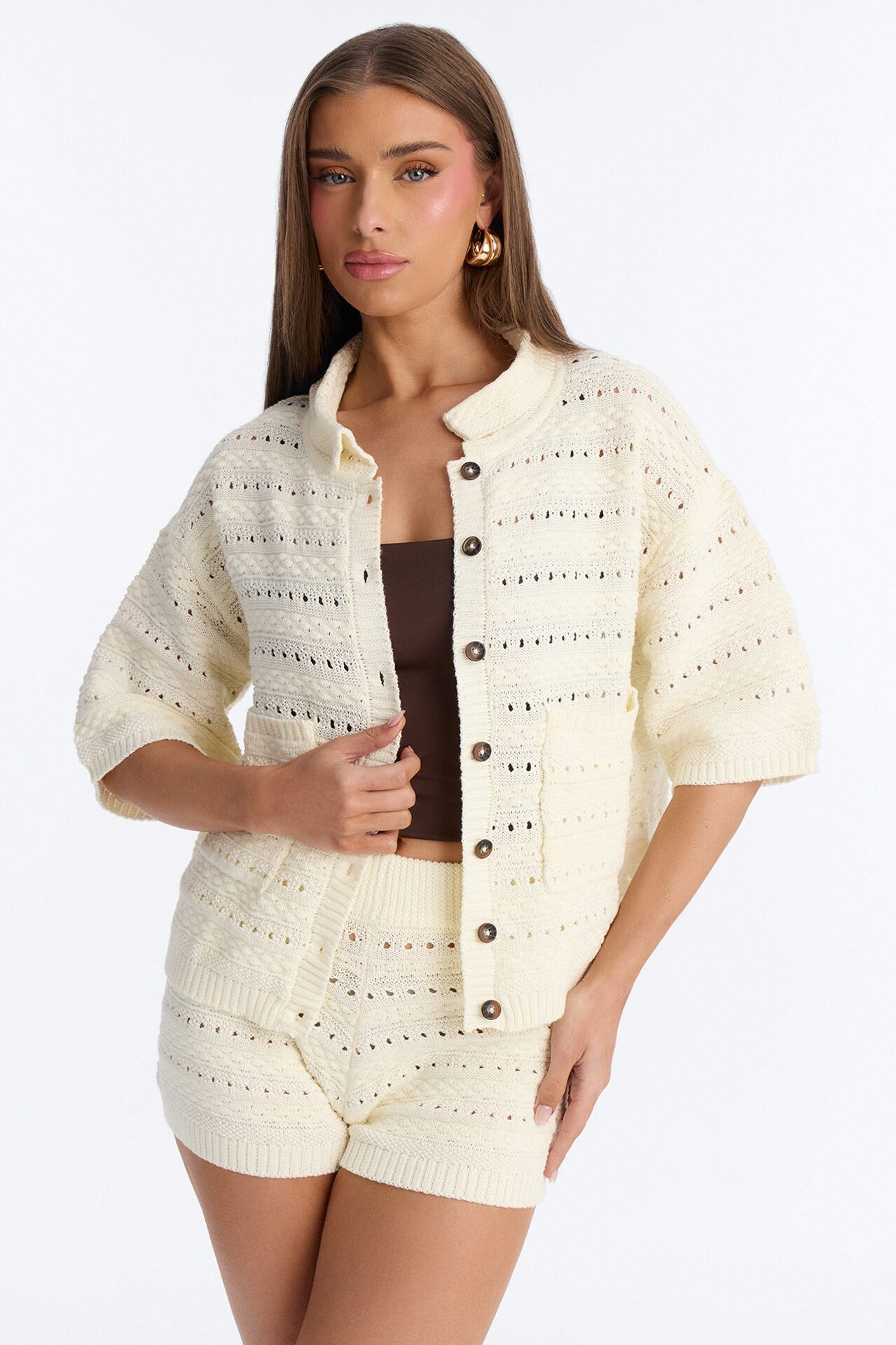 Free Spirit Crochet Short Set - Cream