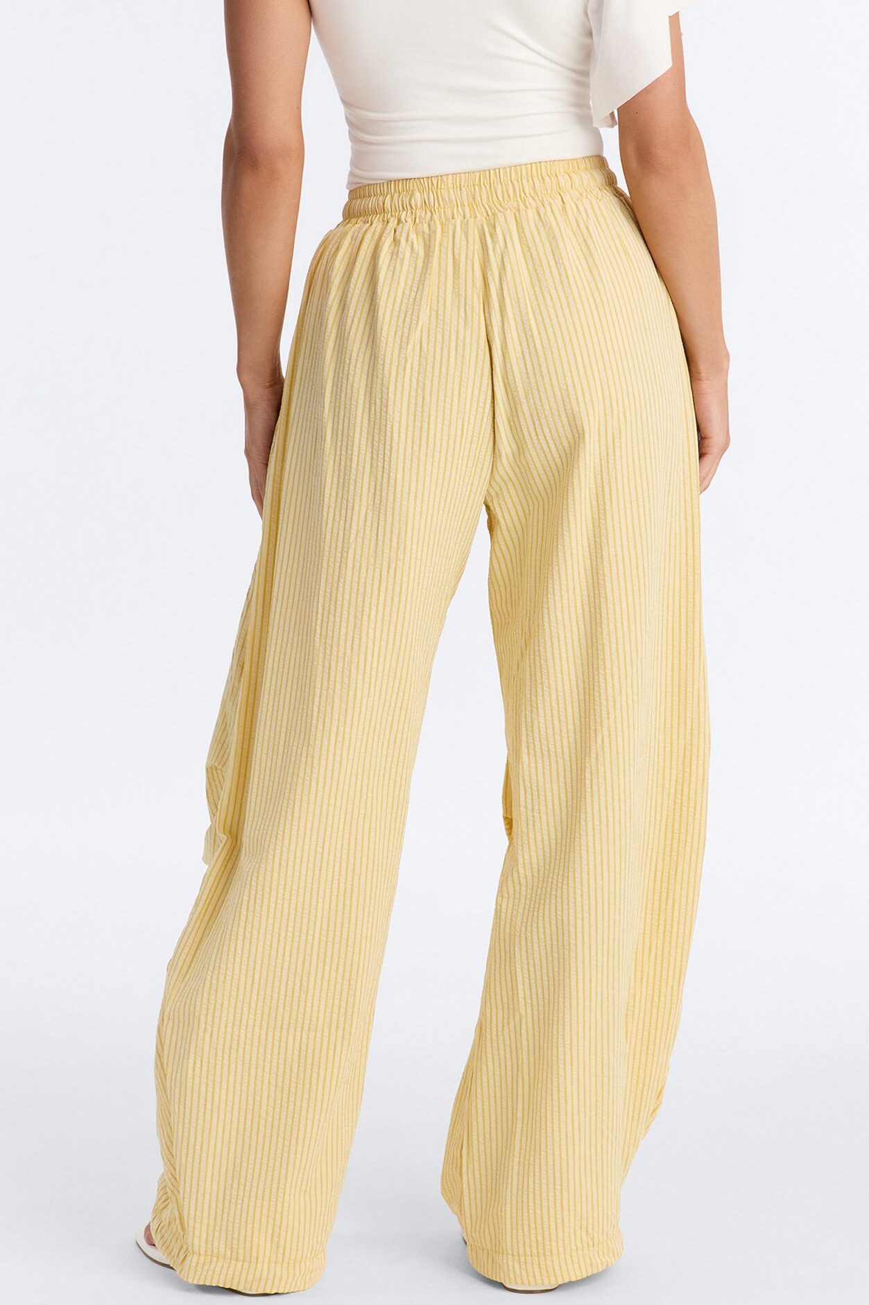 Sun Kissed Pinstripe Barrel Leg Jogger - Yellow