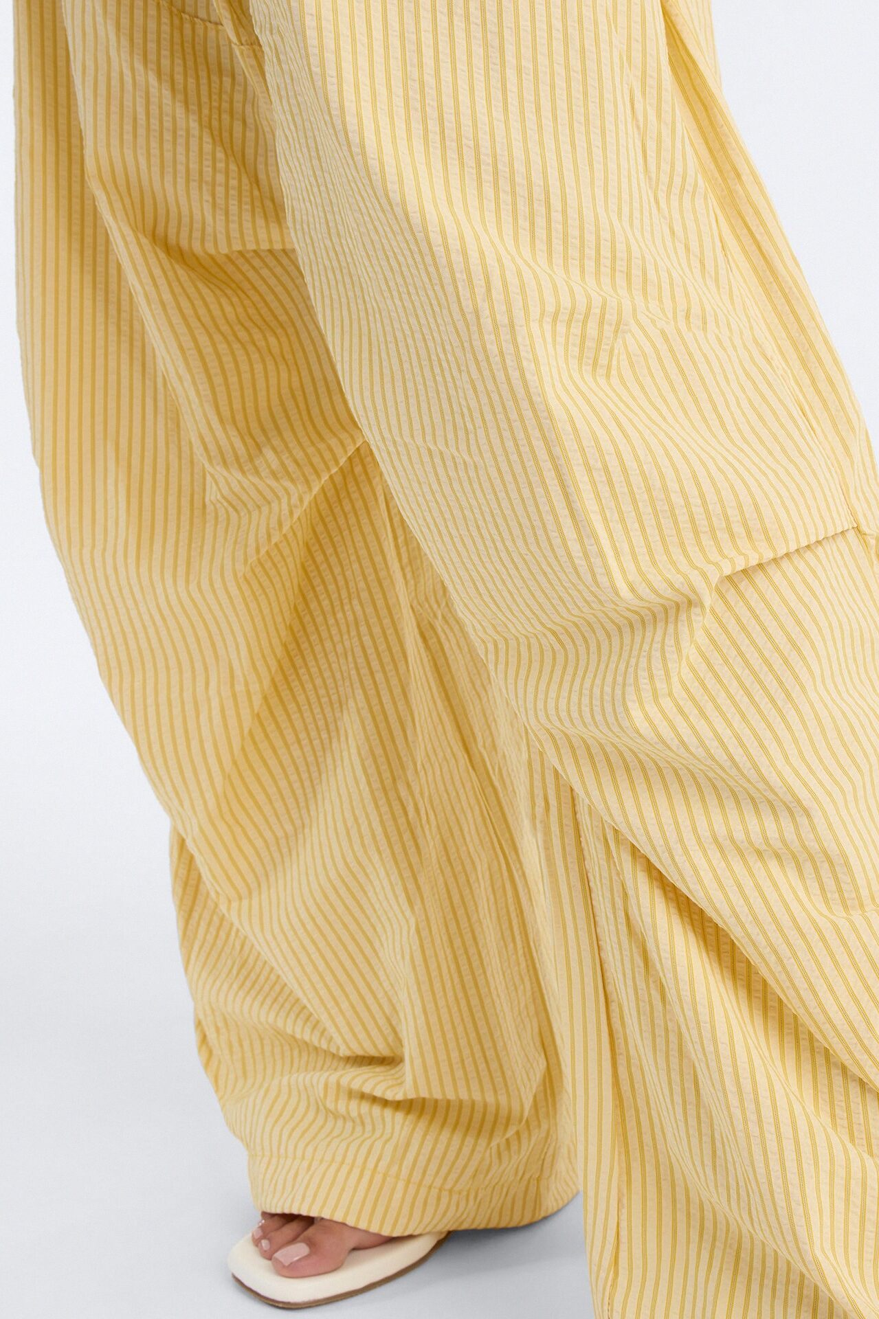 Sun Kissed Pinstripe Barrel Leg Jogger - Yellow