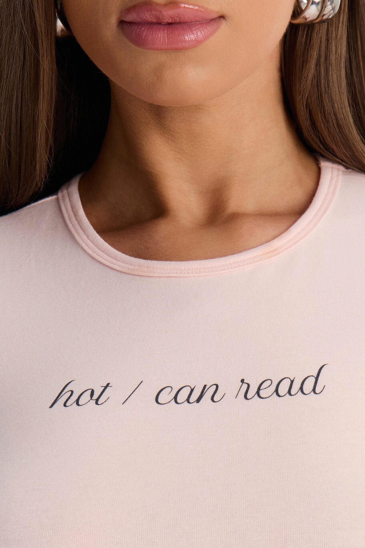 Hot Can Read Baby Tee - Light Pink