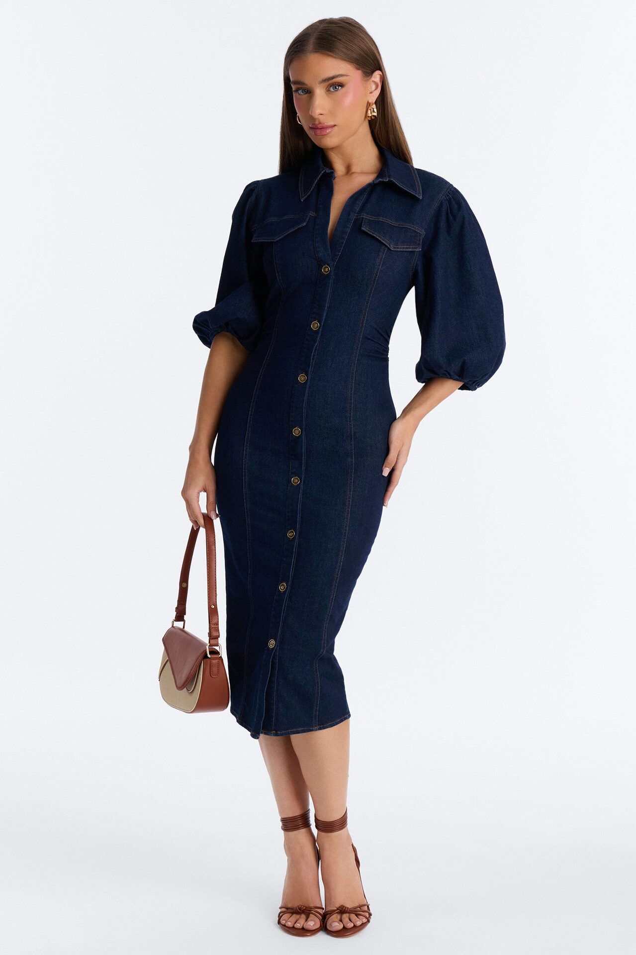 Haven Denim Midi Dress - Dark Wash