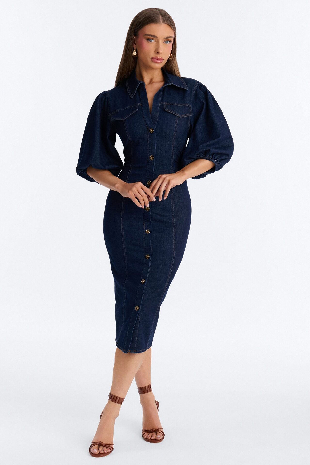 Haven Denim Midi Dress - Dark Wash