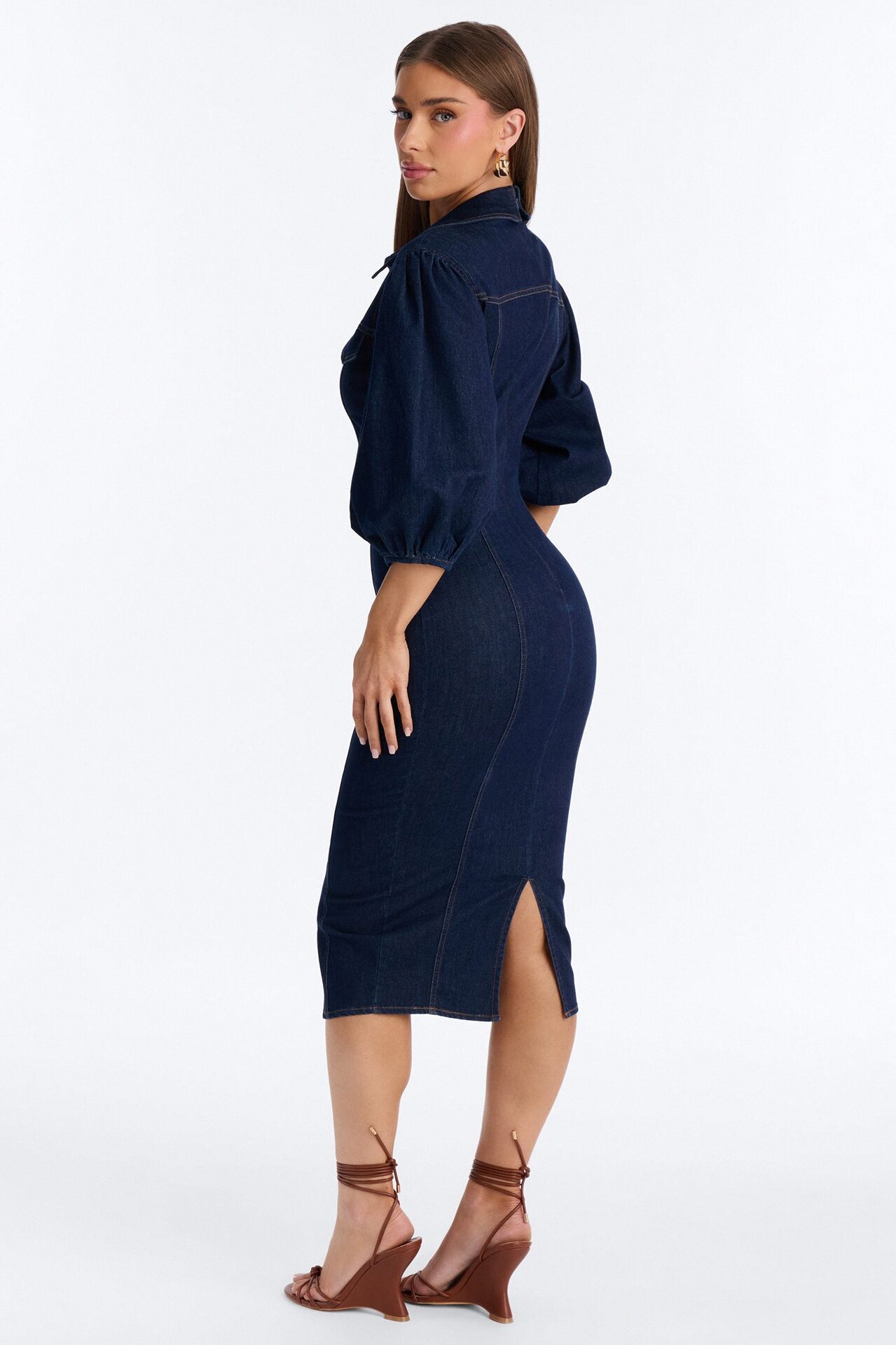 Haven Denim Midi Dress - Dark Wash