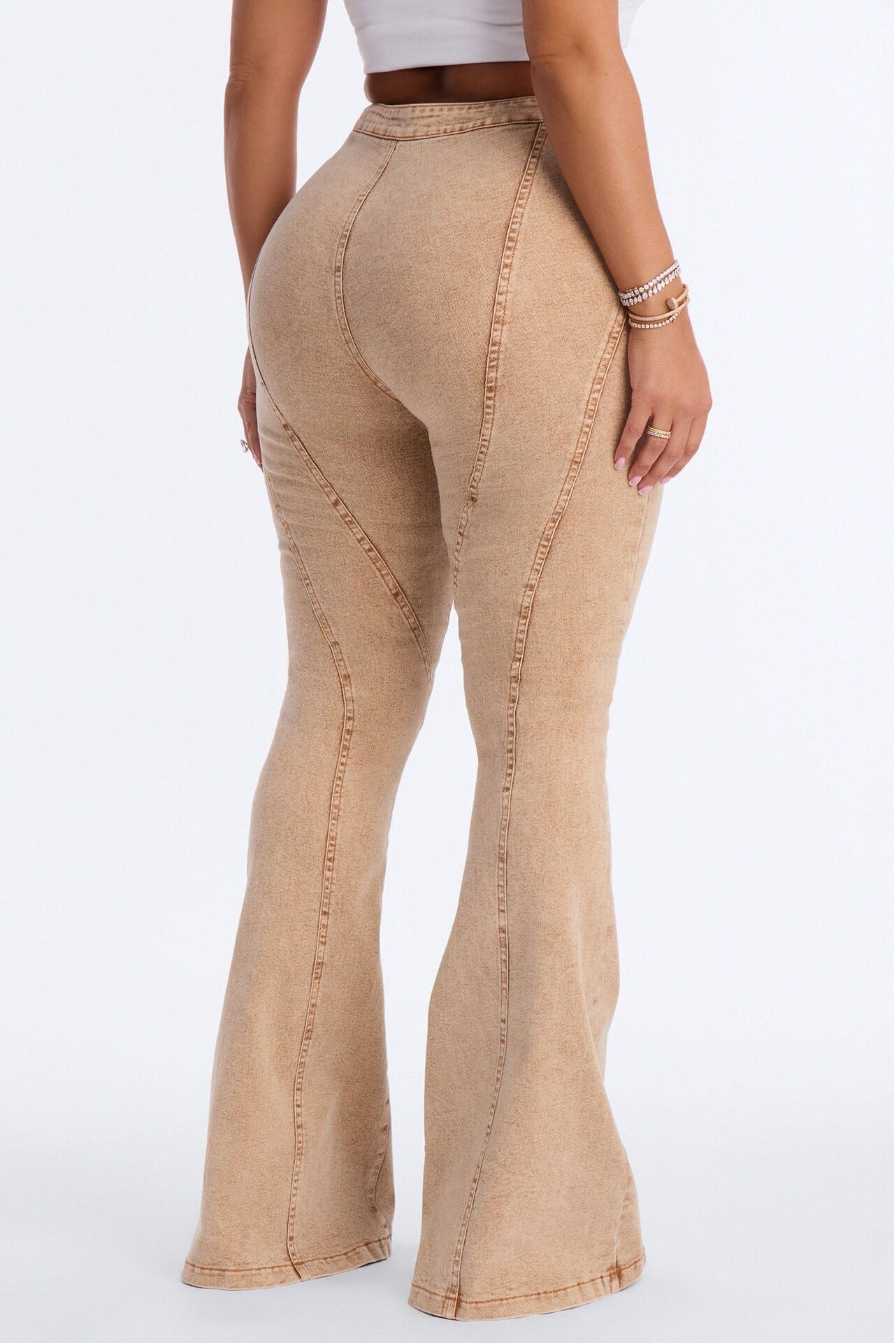 Run this Town Lace Up Washed Flared Pant - Brown