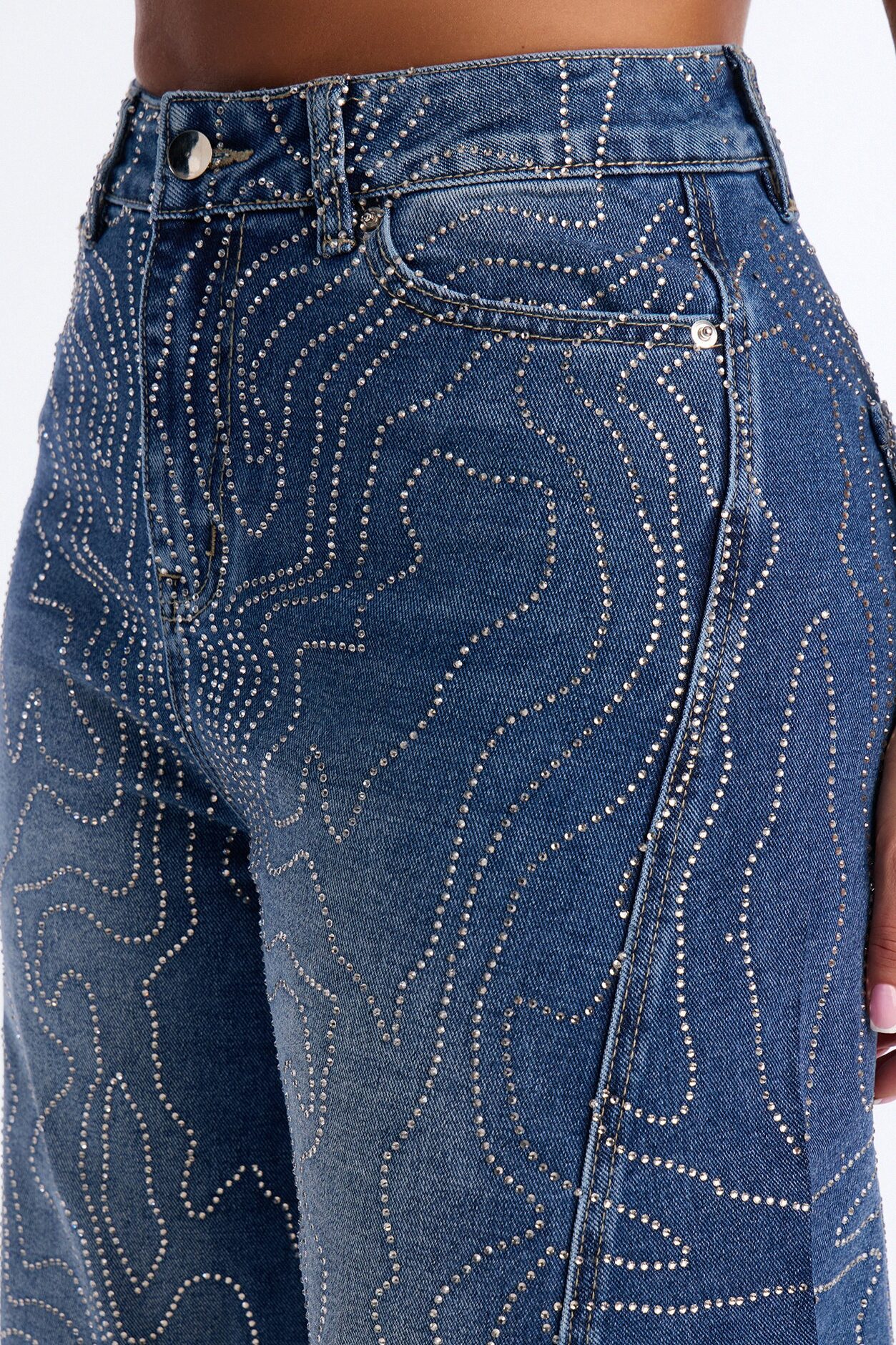 Nolita Nights Embellished Barrel Jeans - Dark Wash