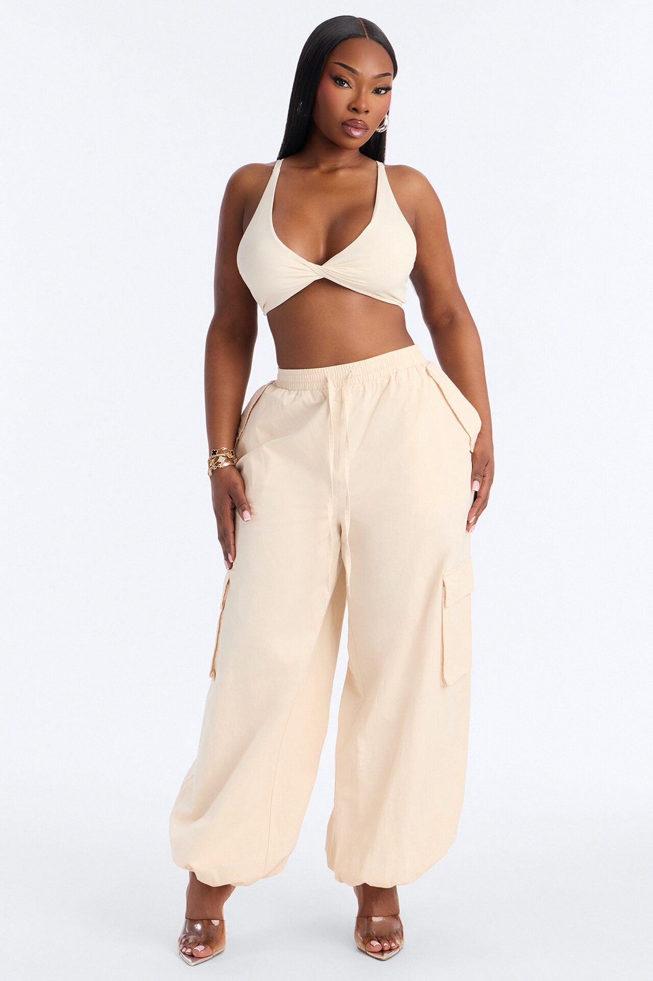 Second Skin Deep V Neck Bra Top - Bone