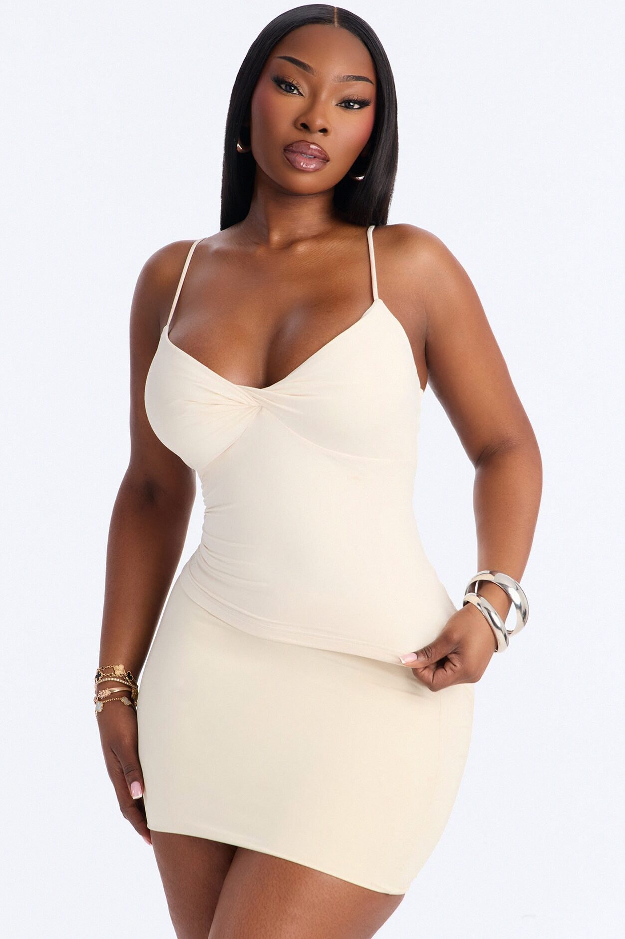 Second Skin Double Lined Twist Cami - Bone