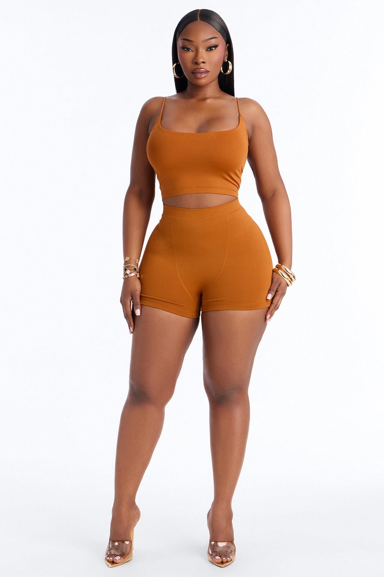 Seamless Smooth Base Layer Double Lined Cami Crop Top - Copper
