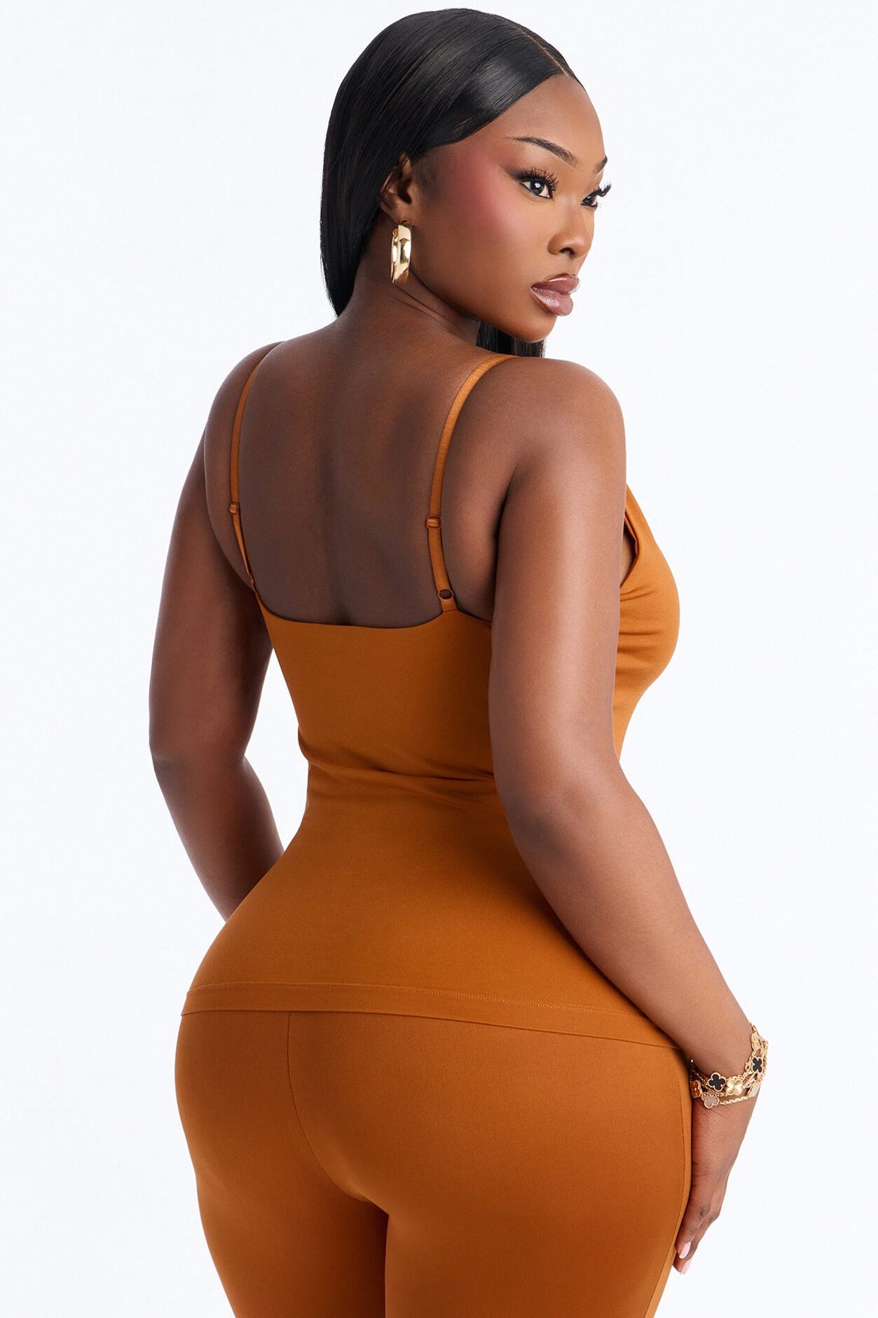 Seamless Smooth Double Lined Scoop Neck Cami Top - Copper