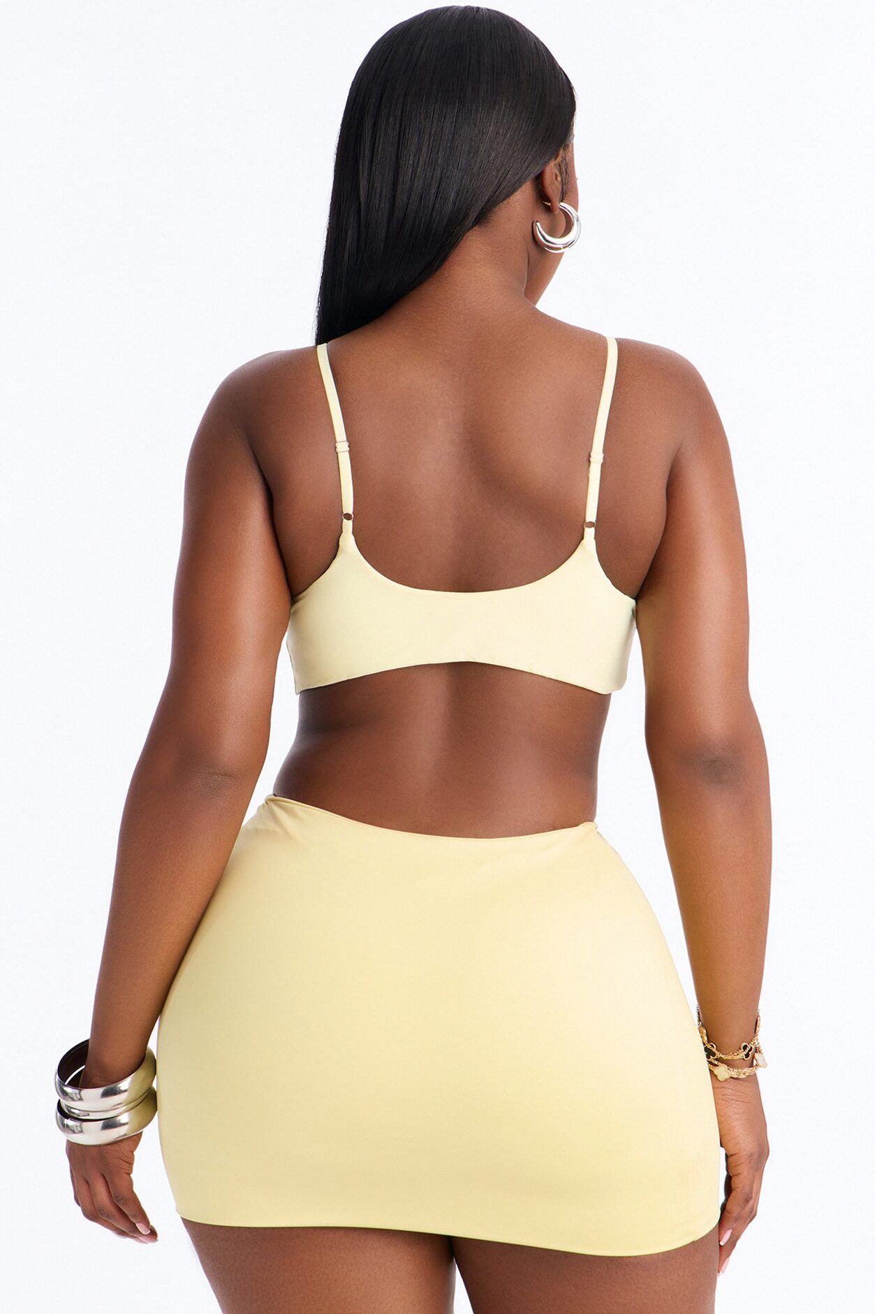 Second Skin Scoop Neck Spaghetti Strap Bra Top - Yellow