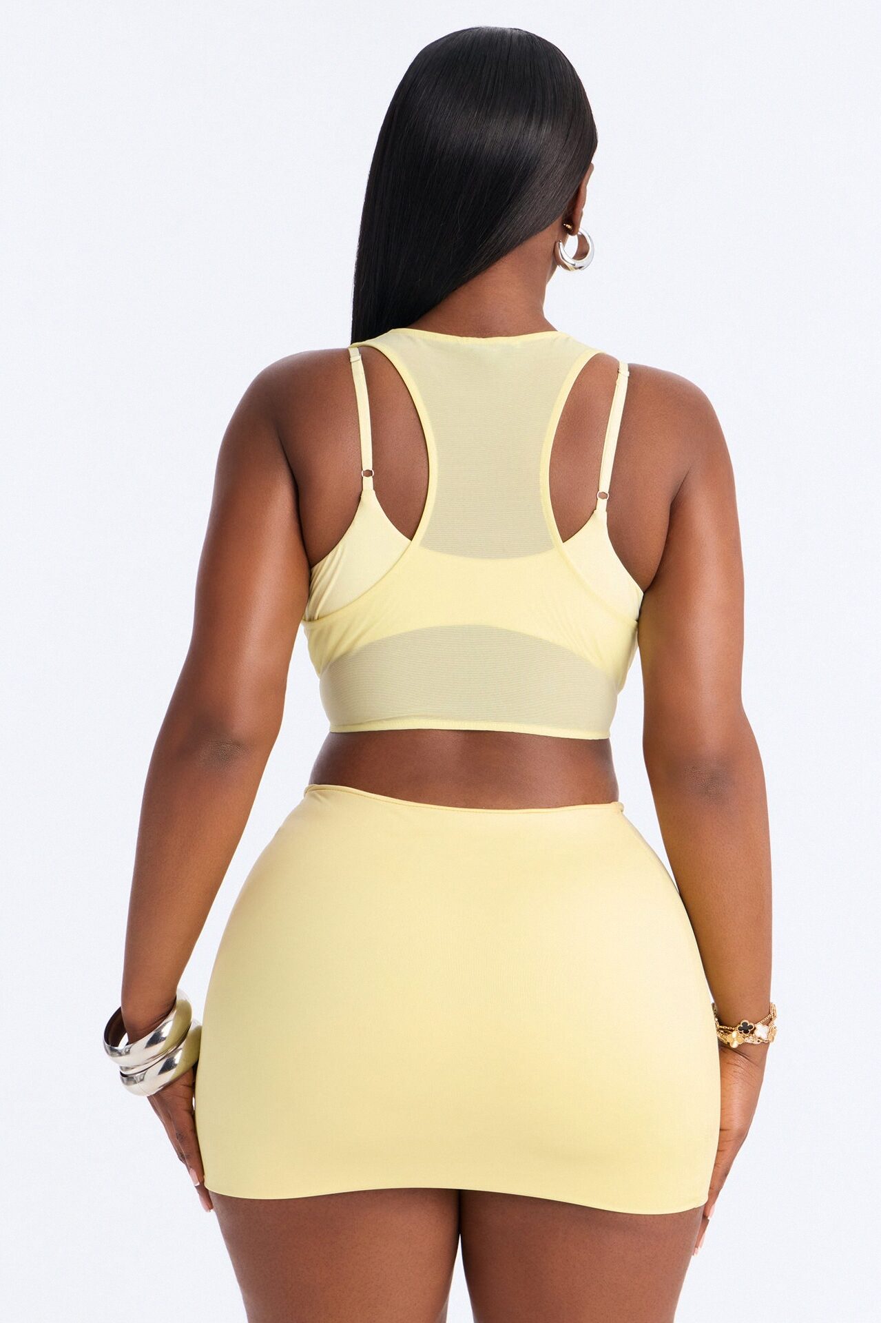 Power Mesh Racerback Bra Top - Yellow