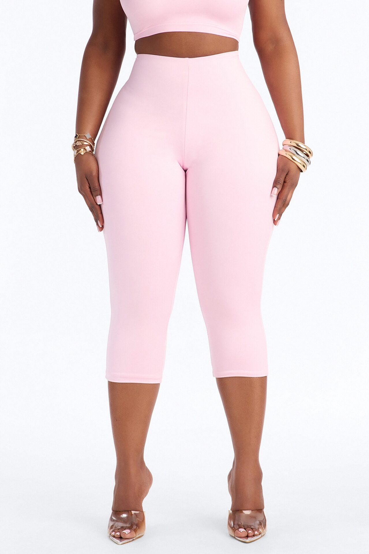Contour Double Lined Capri Pant - Light Pink