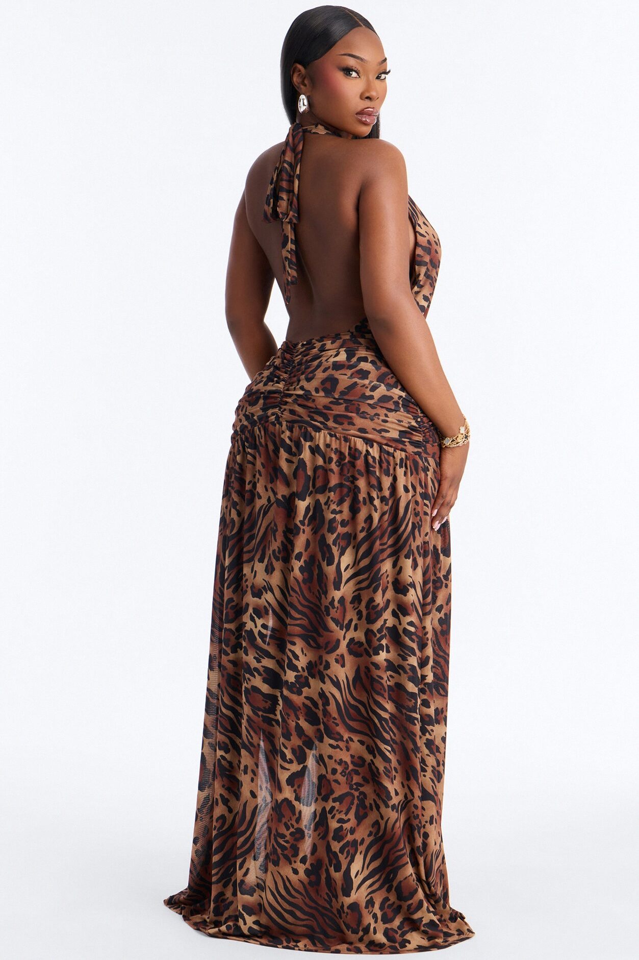 Daniela Leopard Mesh Maxi Dress - Leopard