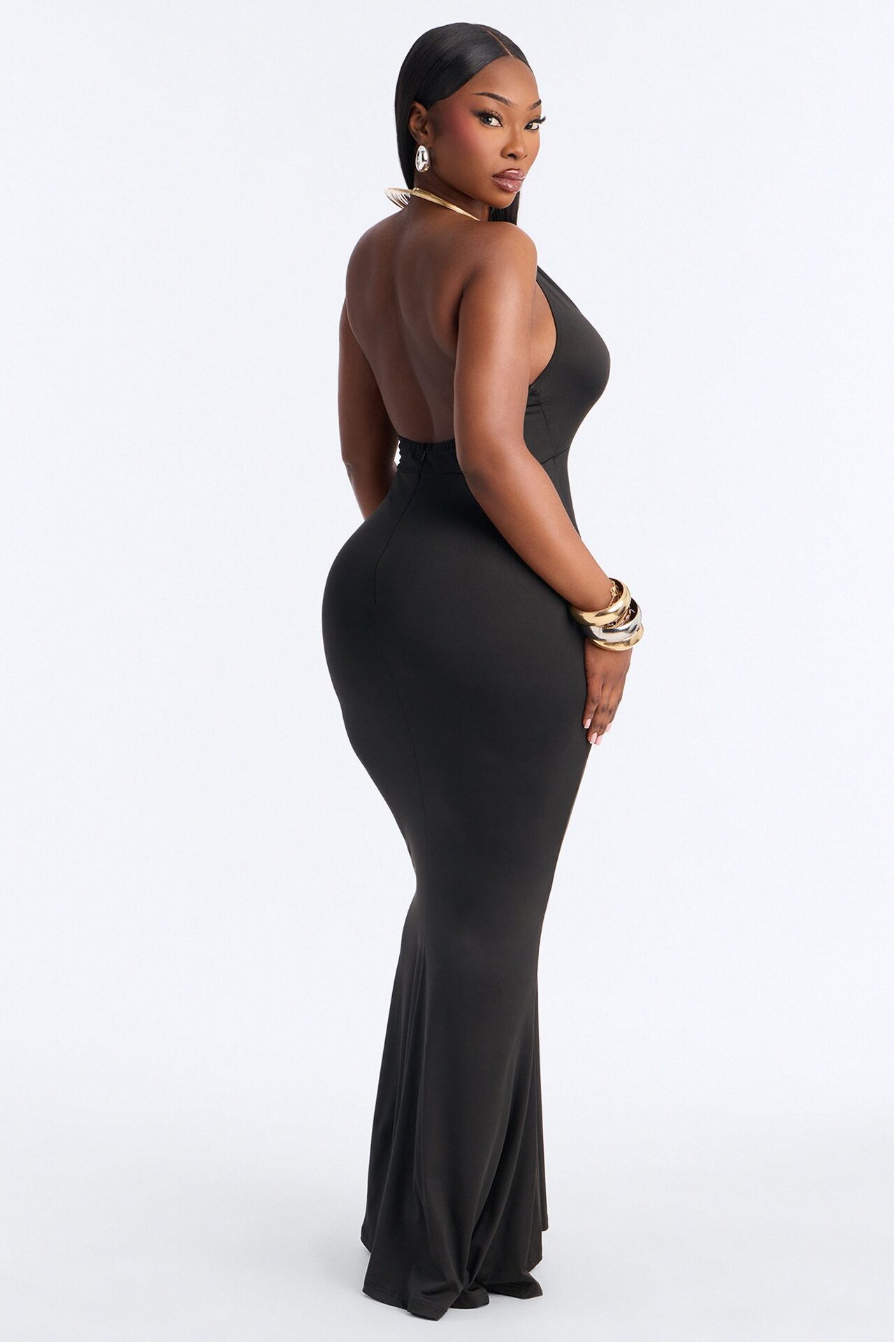 Cancun Vibing Deep V Maxi Dress - Black