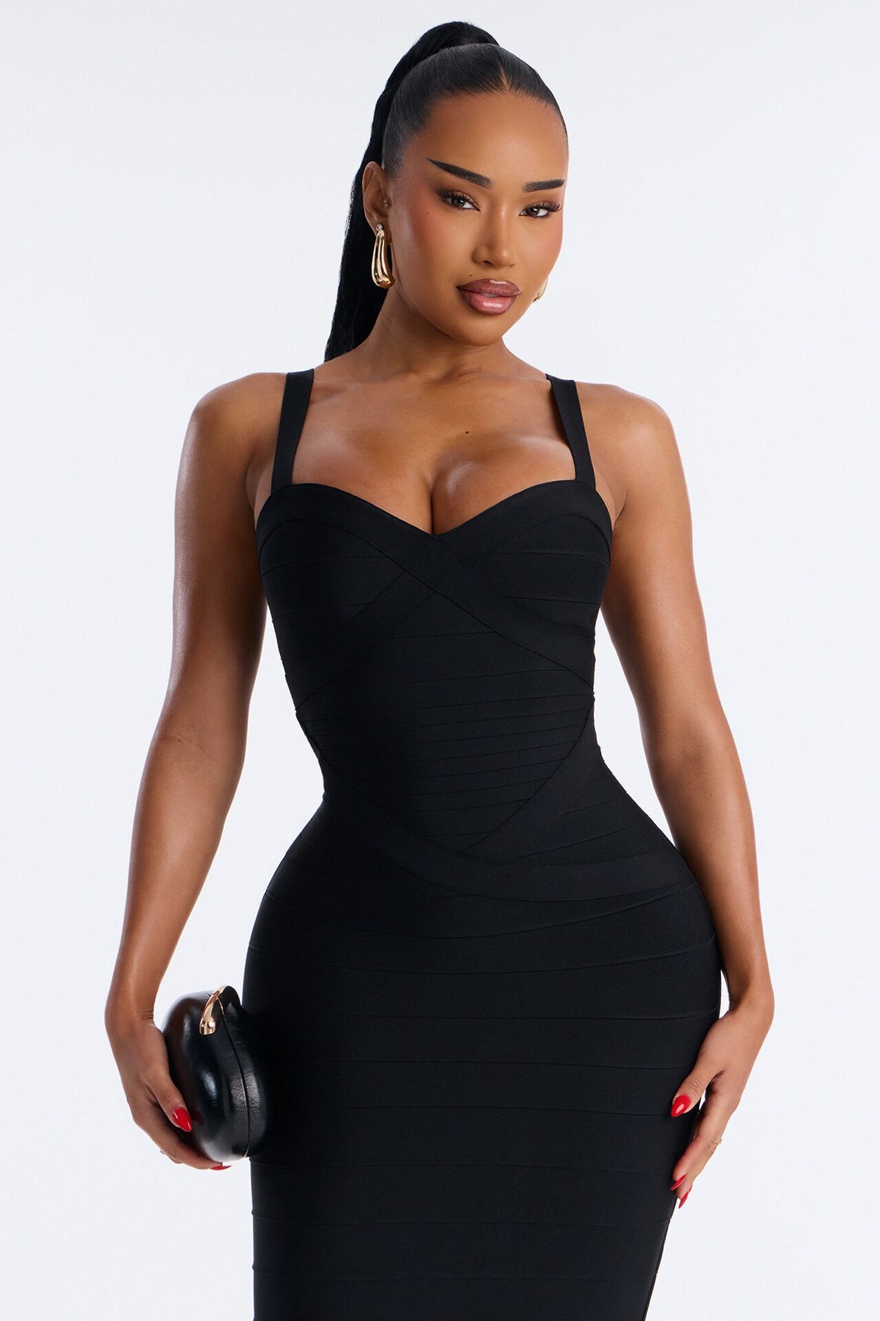 Eden Bandage Midi Dress - Black
