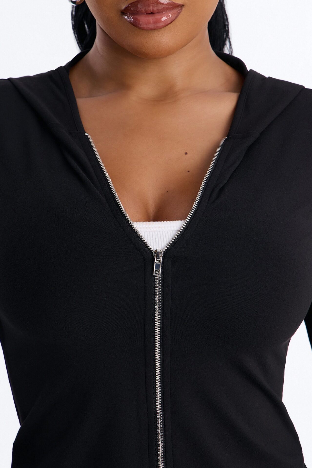Casual Vibe Zip Up Hoodie Pant Set - Black