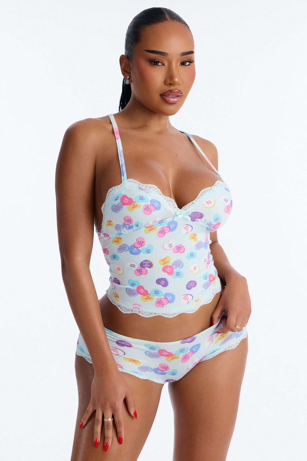Heart Like Candy Cami PJ Short Set - Blue/combo