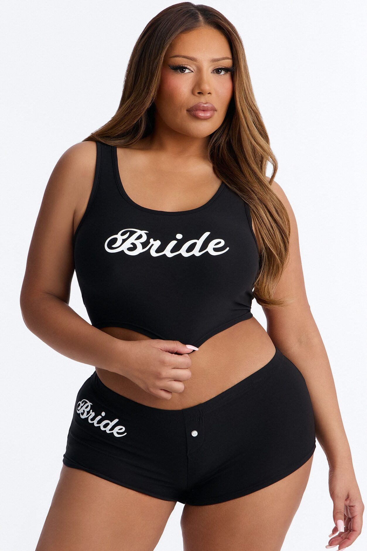 Bride PJ Tank & Short Set - Black