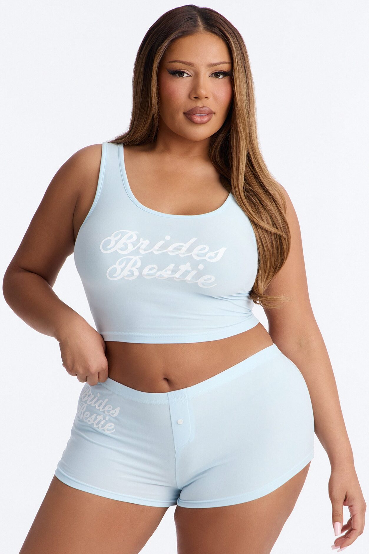 Brides Besties PJ Tank & Short Set - Light Blue
