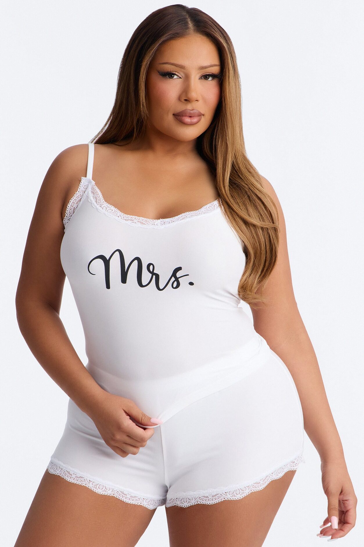 Mrs. Cami & Short PJ Set - White