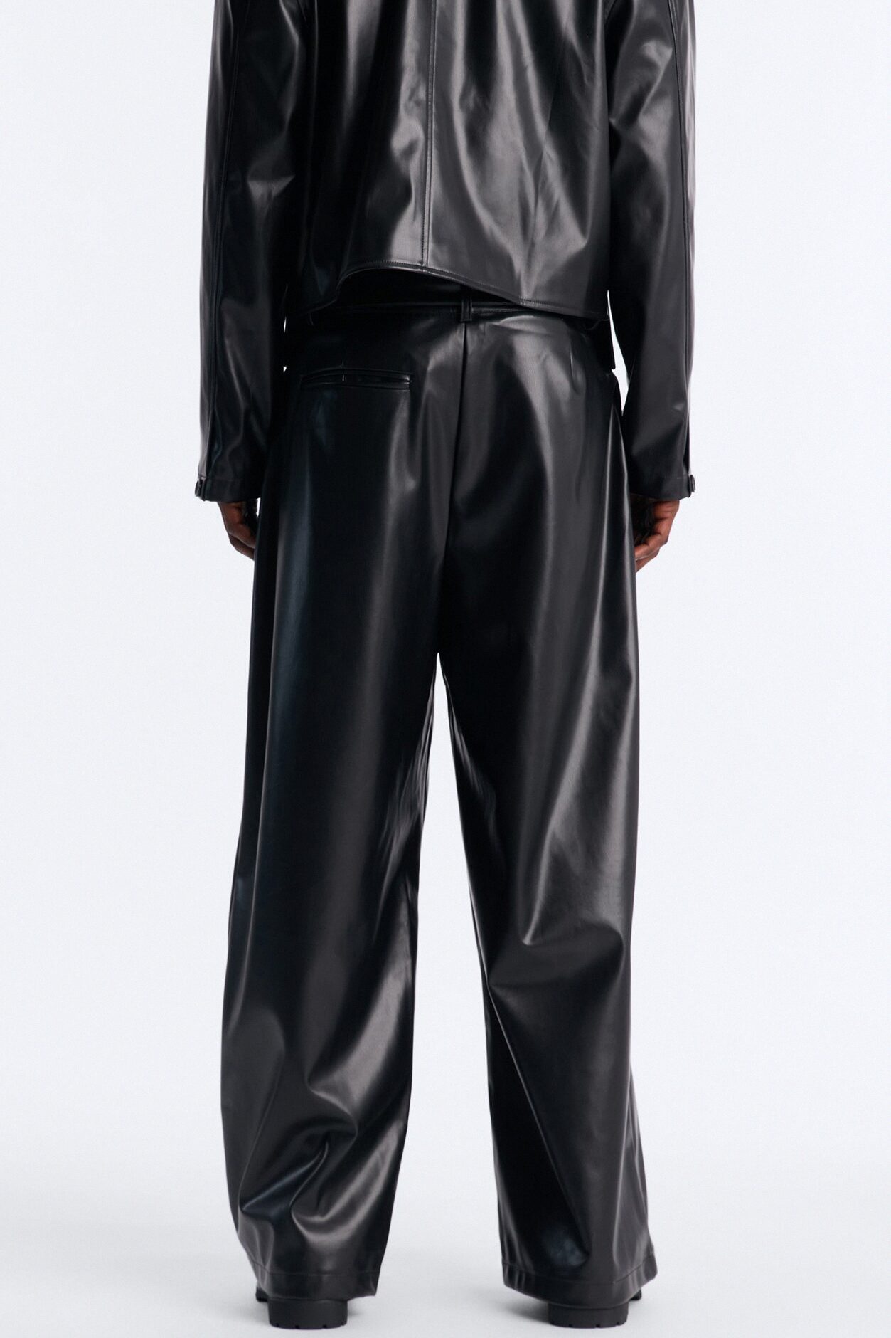 Wide Leg Maverick Faux Leather Trouser - Black
