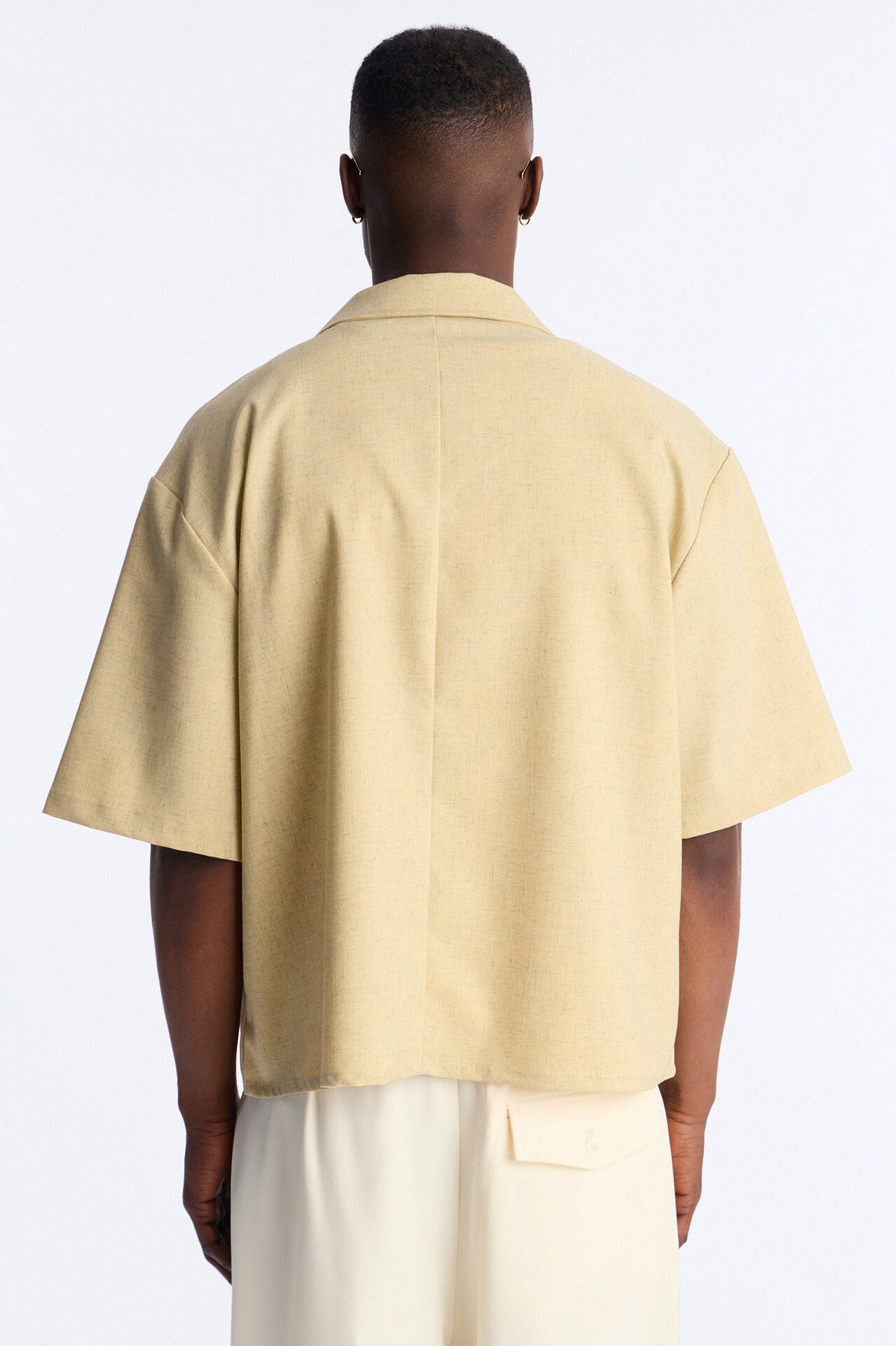 Maison Tailored Textured Button Up Shirt - Stone