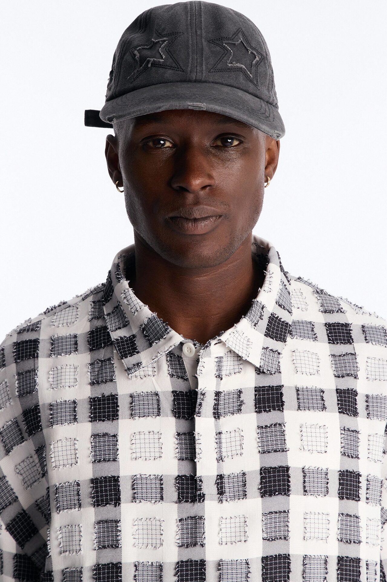 Stars Aligned Distressed Wash Snapback Hat - Black