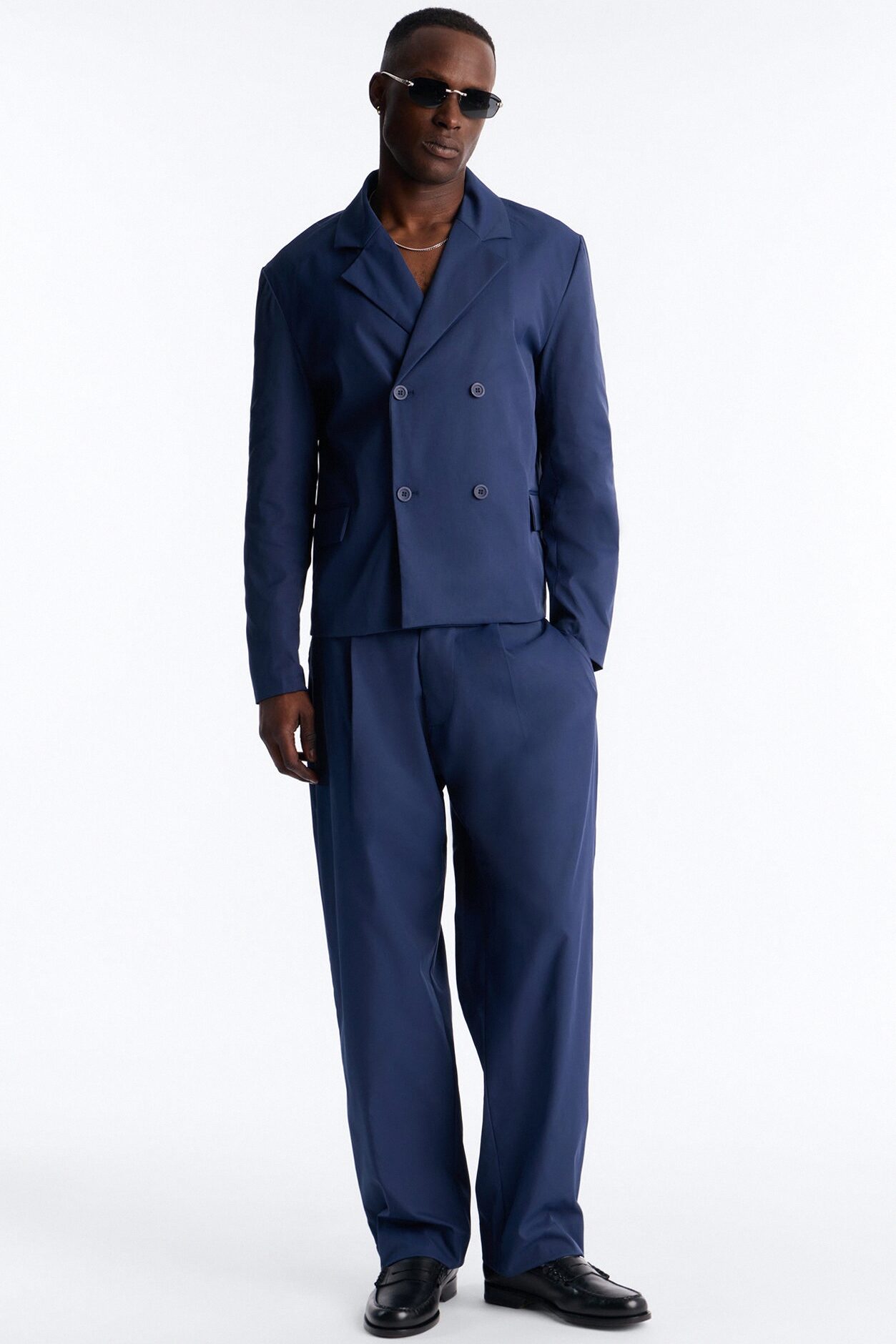 Heirloom Cropped Double Breasted Blazer - Navy