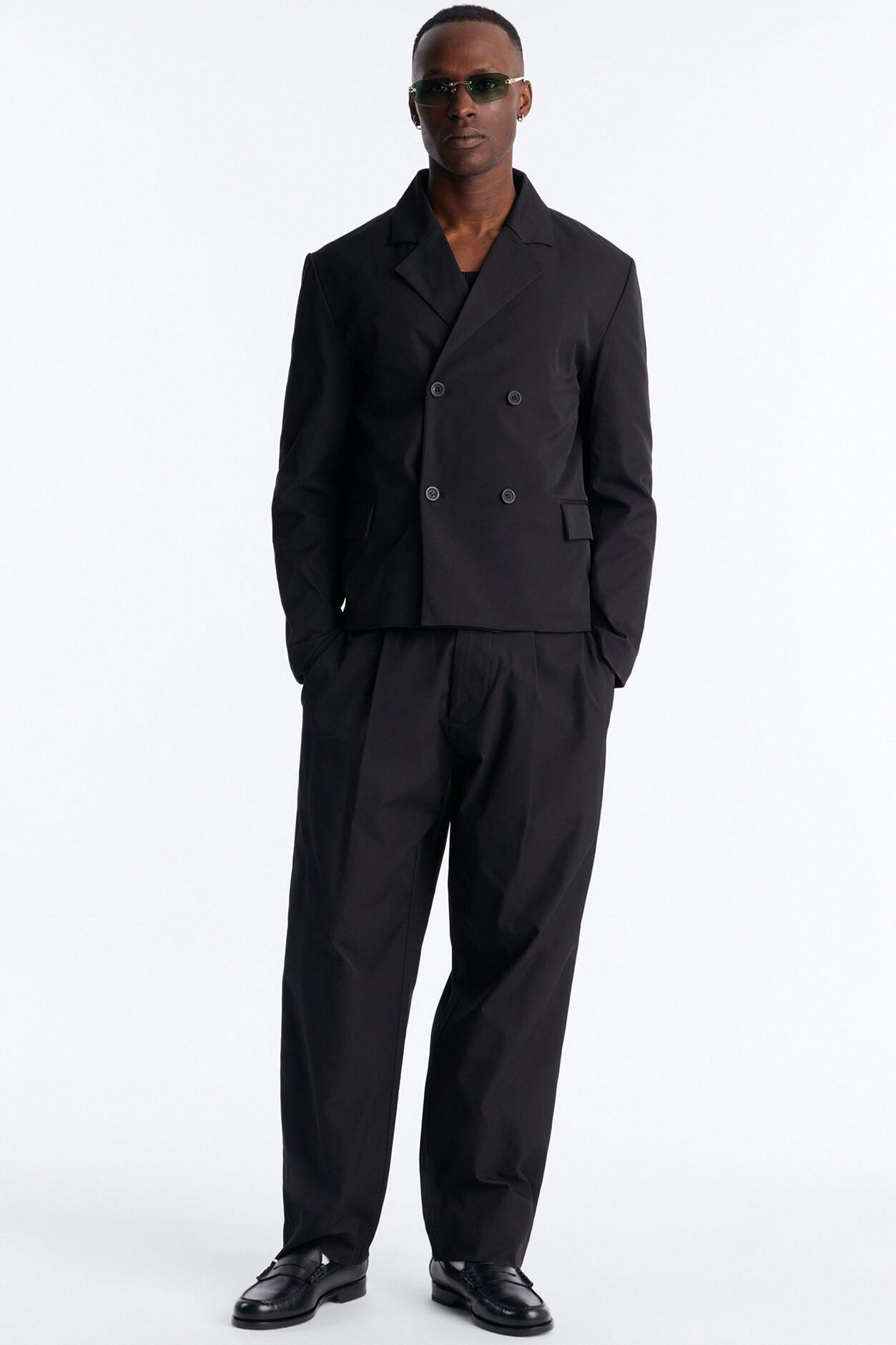 Heirloom Cropped Double Breasted Blazer - Black