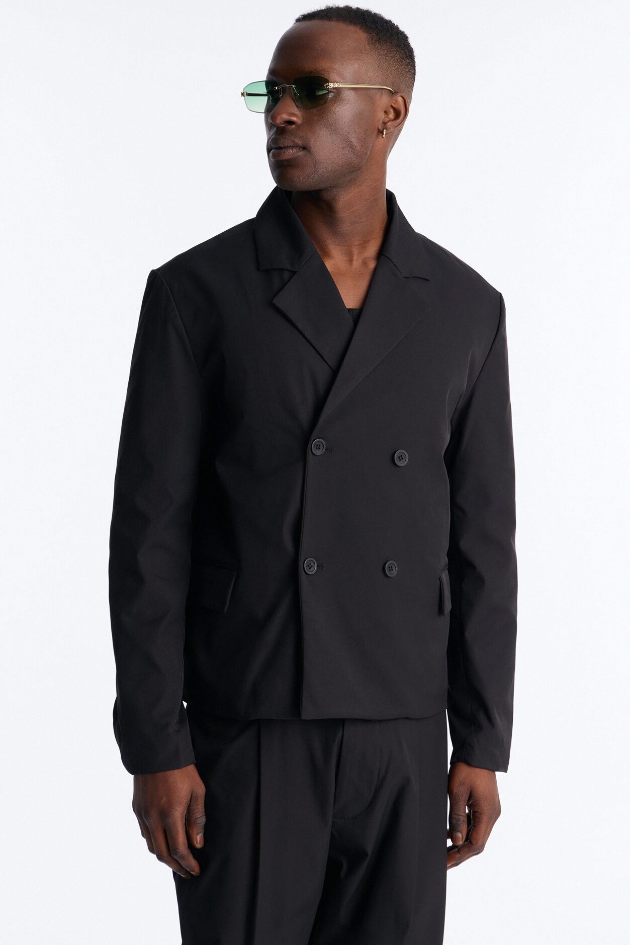 Heirloom Cropped Double Breasted Blazer - Black