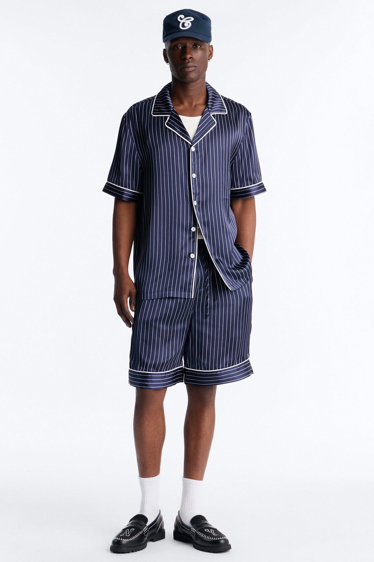 After Hours Stripe Lounge Set - Navy