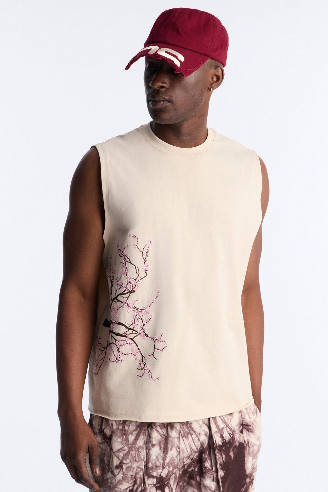 Sakura Dusk Muscle Tank - Stone/Combo