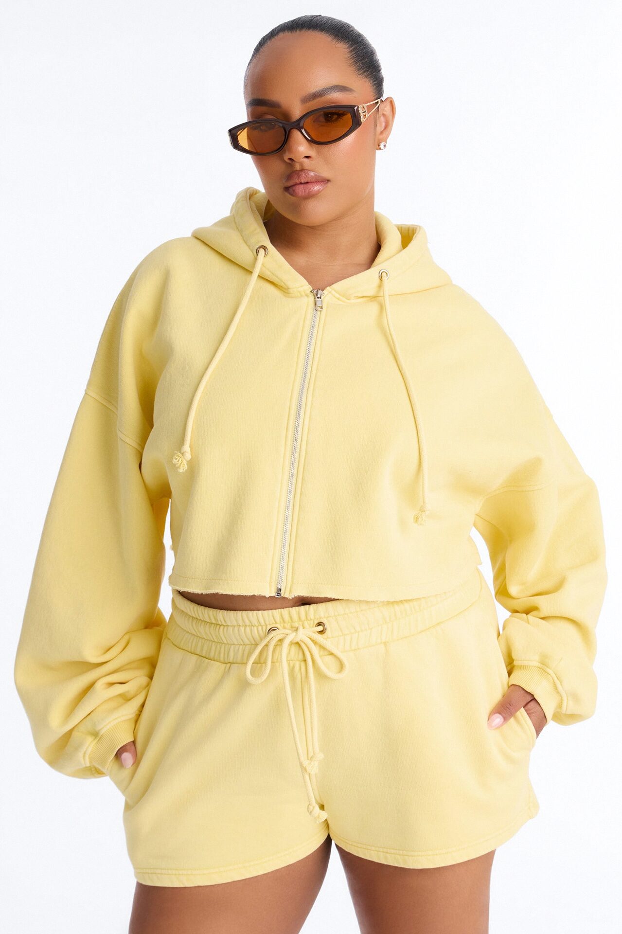 On The Go Washed Short Set - Yellow