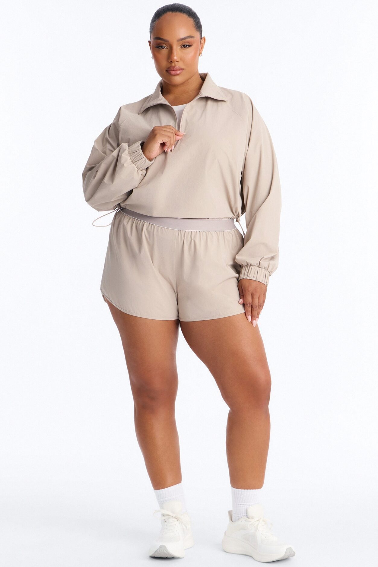 Alora Windbreaker Lounge Quarter Zip - Stone