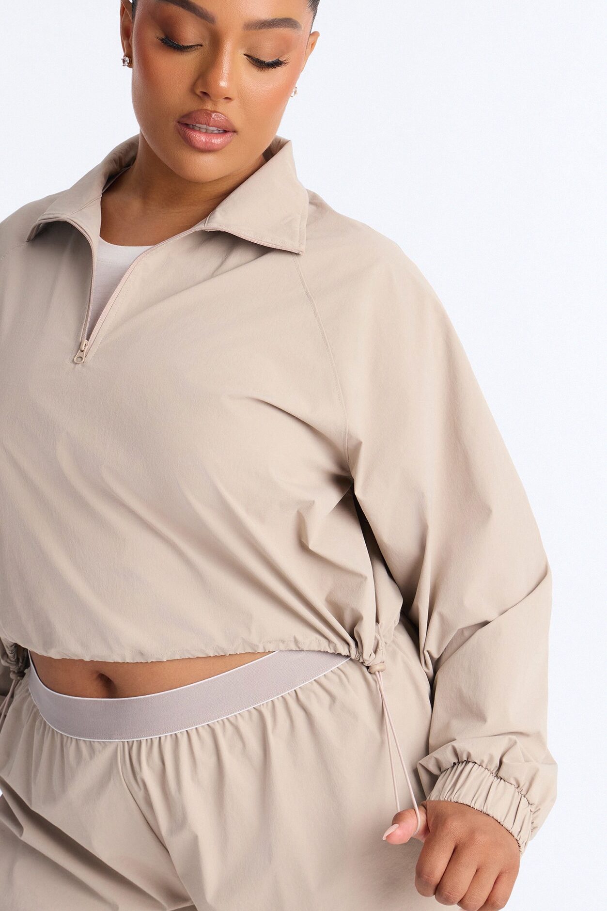 Alora Windbreaker Lounge Quarter Zip - Stone