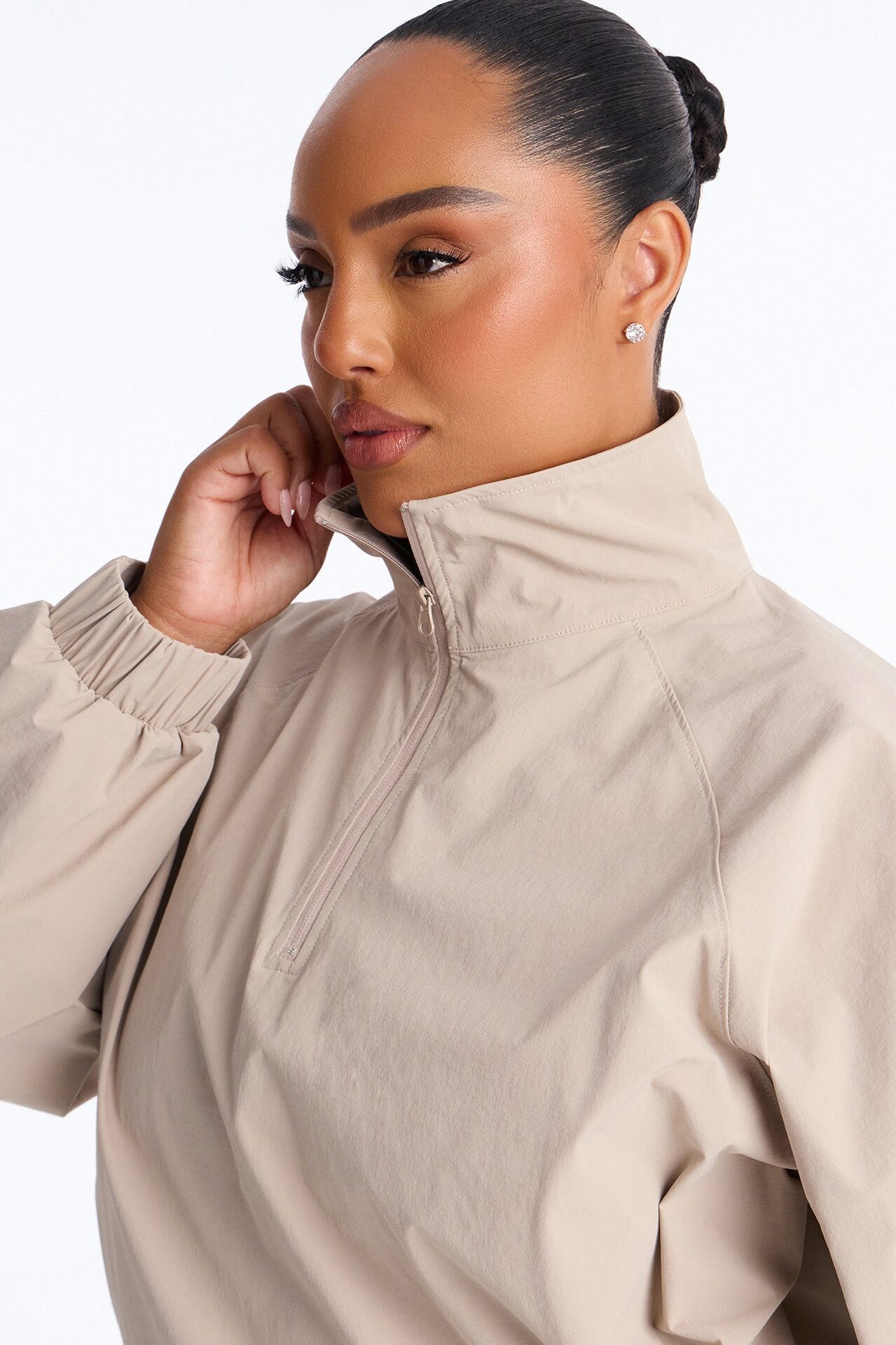 Alora Windbreaker Lounge Quarter Zip - Stone