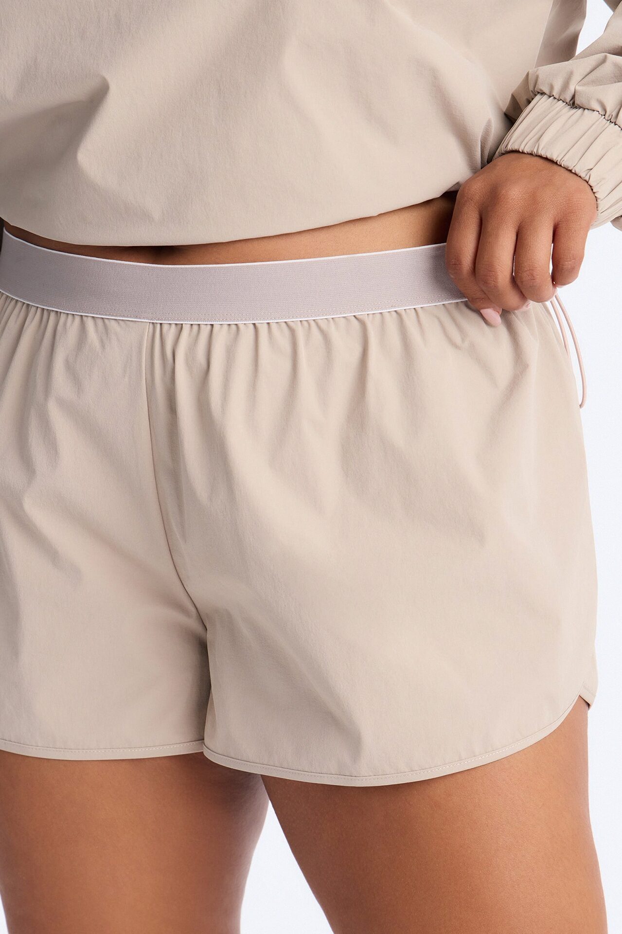 Alora Windbreaker Lounge Short - Stone