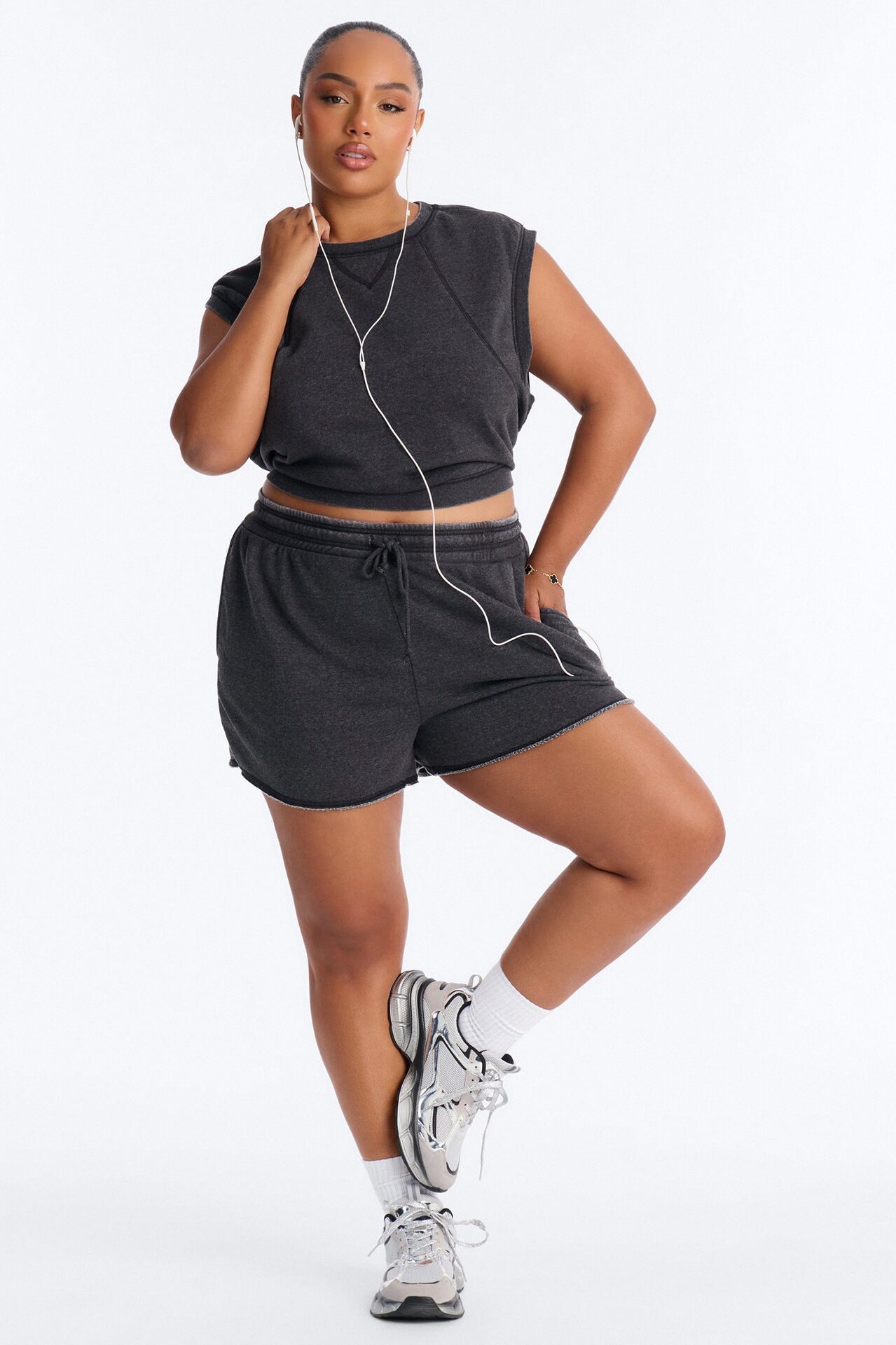 Bree Casual Sweatshort Set - Black