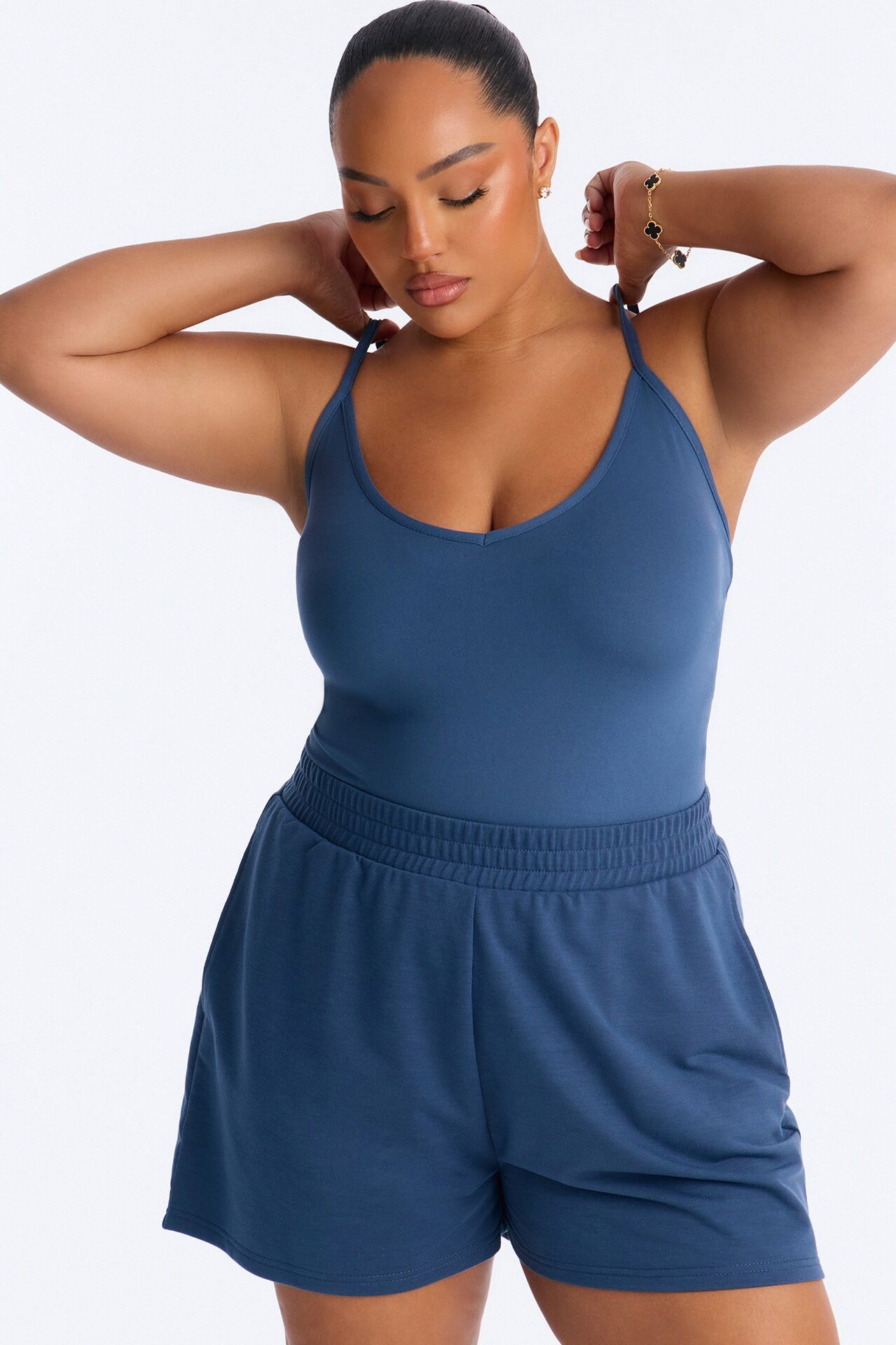 Anna Bodysuit And Short Set - Dark Denim