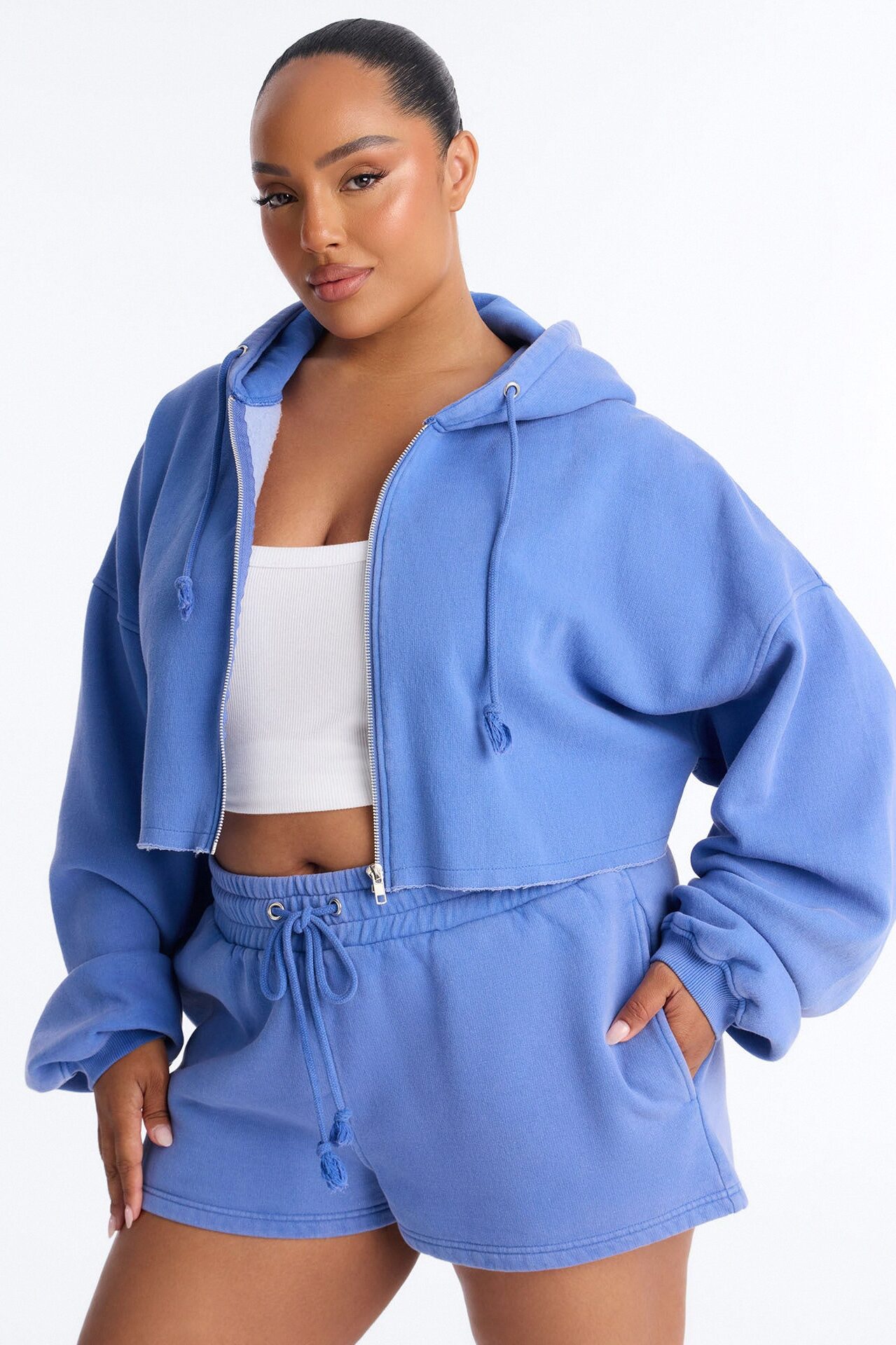 On The Go Washed Short Set - Blue
