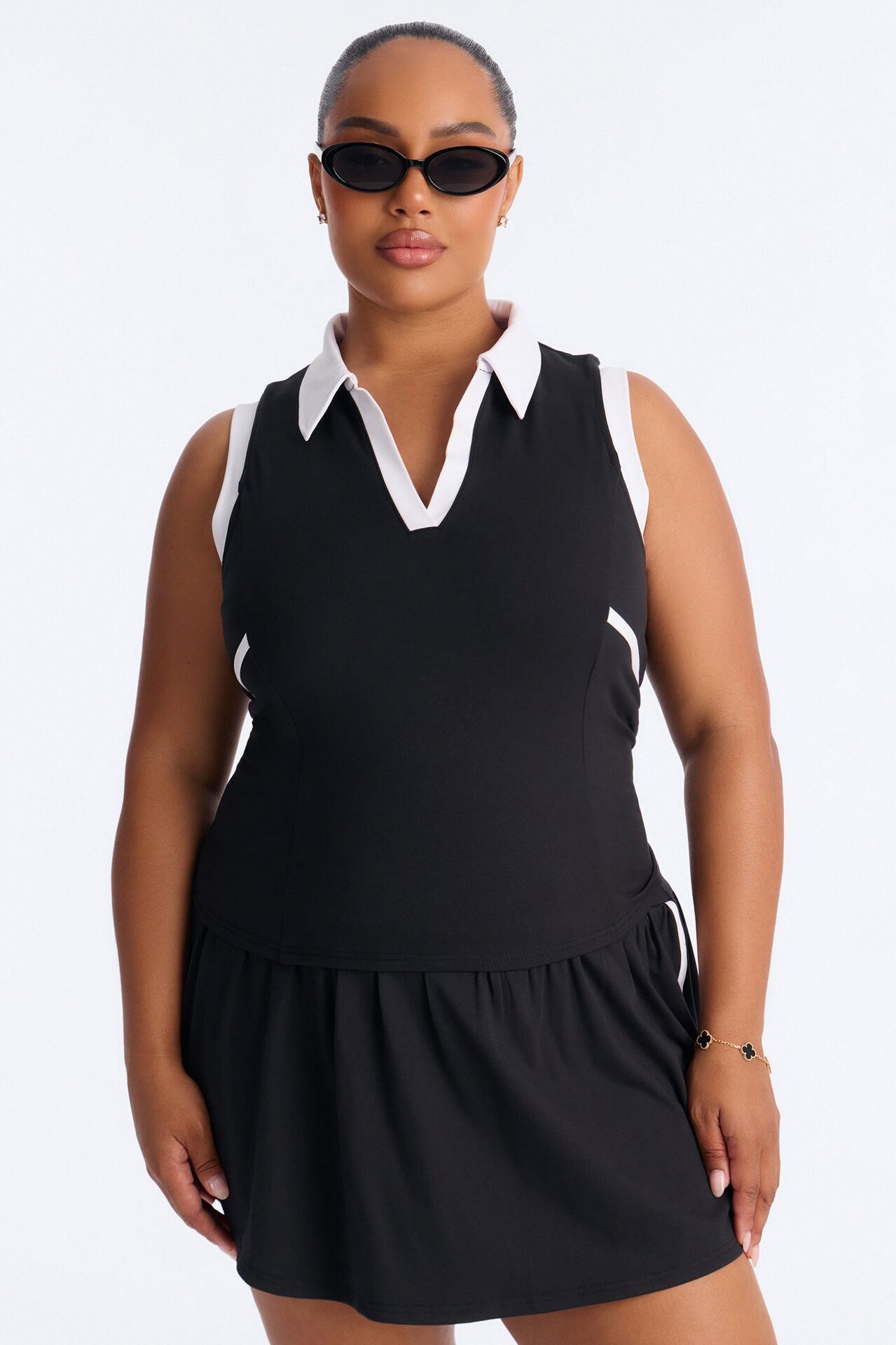 Courtside Cutie Mini Skirt Set - Black/White