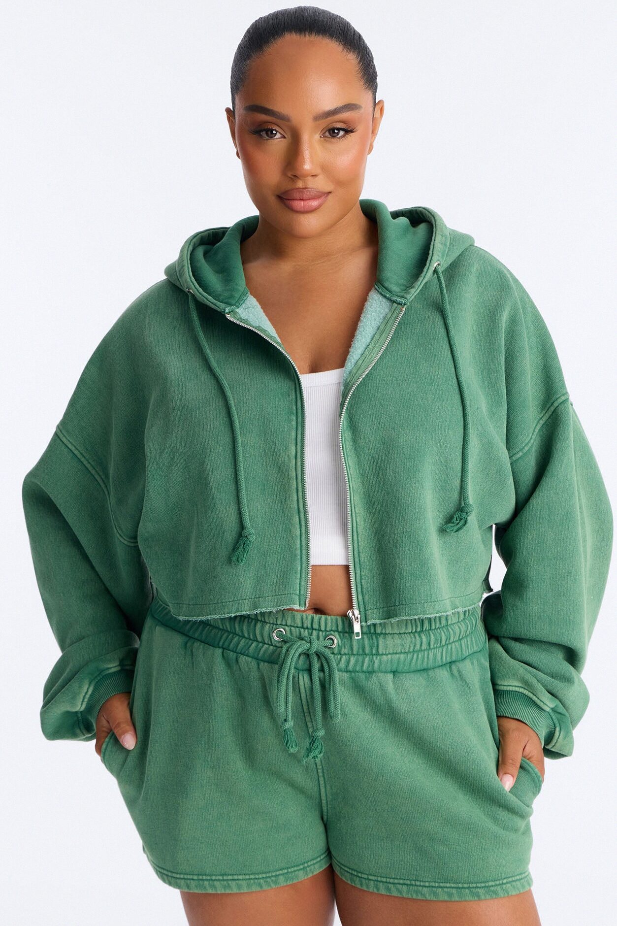 On The Go Washed Short Set - Green
