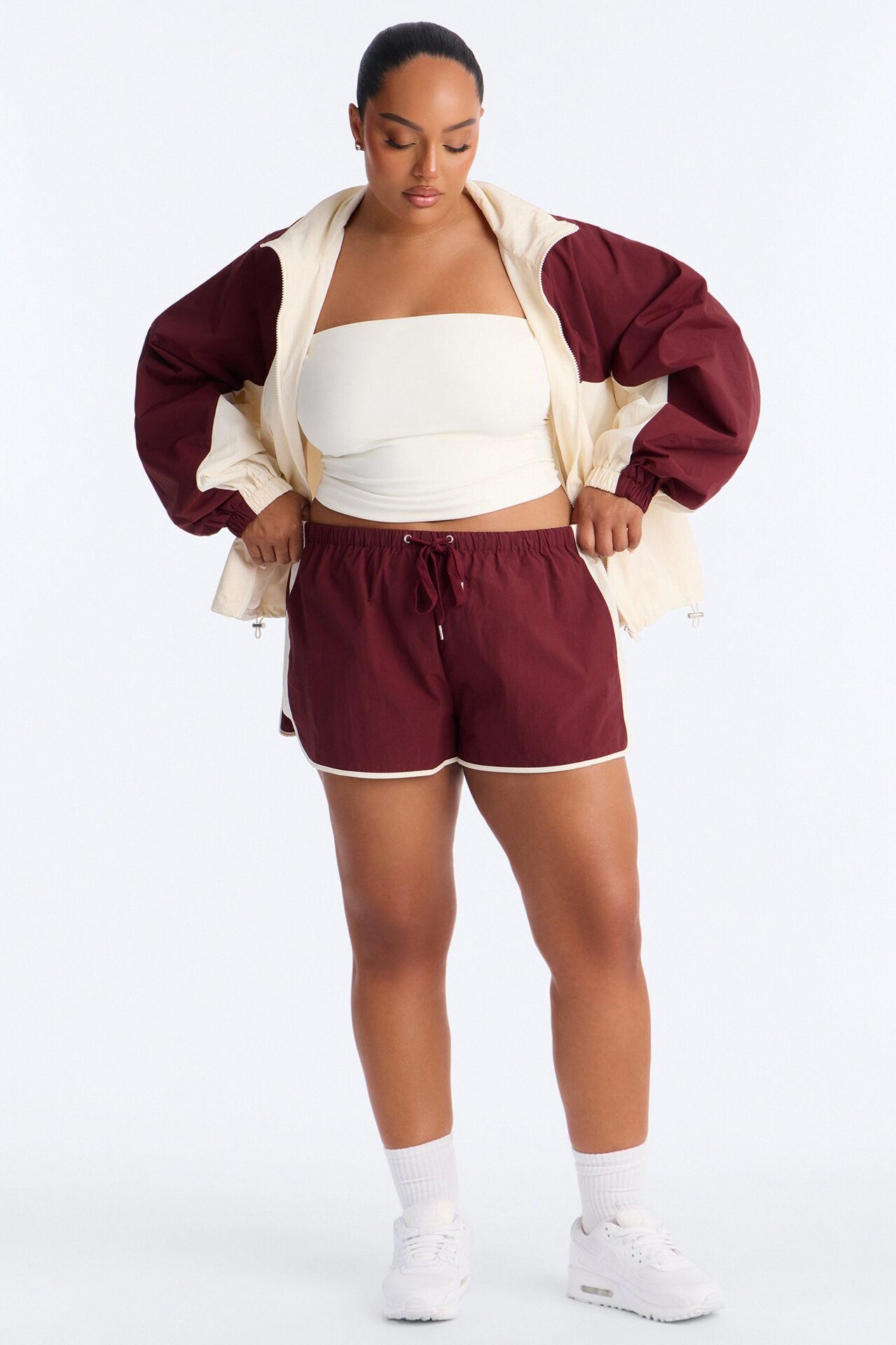 Extra Mile Color Block Windbreaker Short - Burgundy
