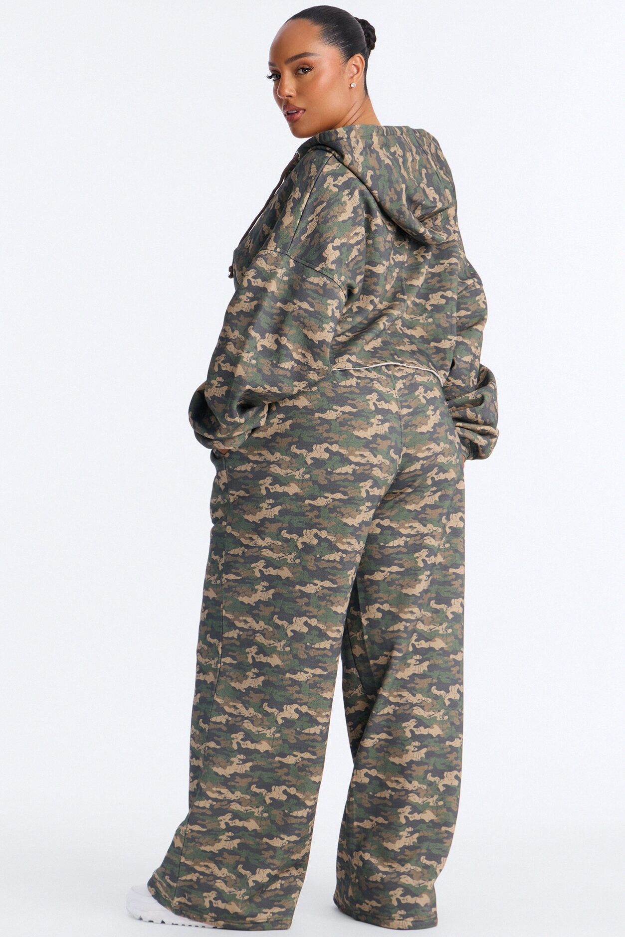 On The Go Camo Fleece Pant Set - Olive/combo