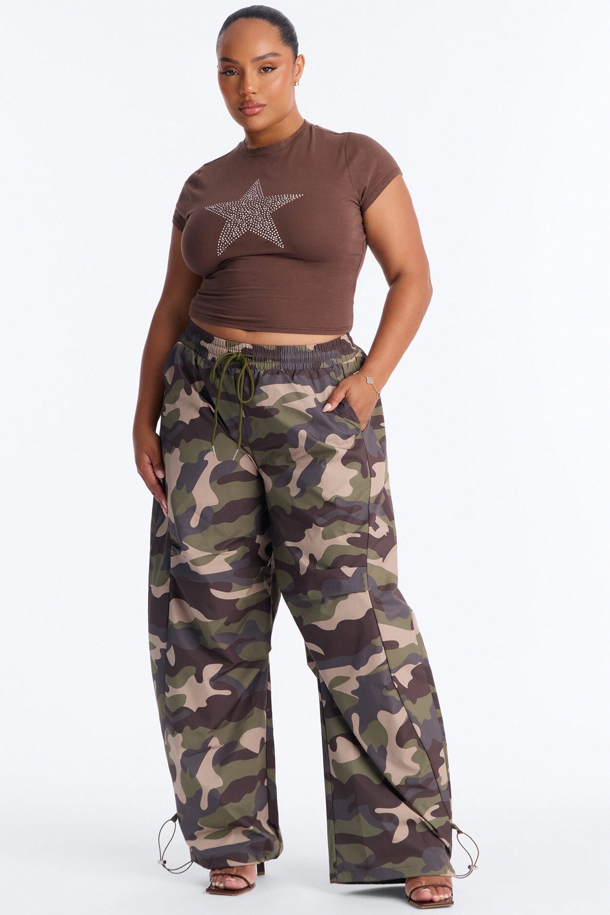 Shining Star Rhinestone Baby Tee - Brown