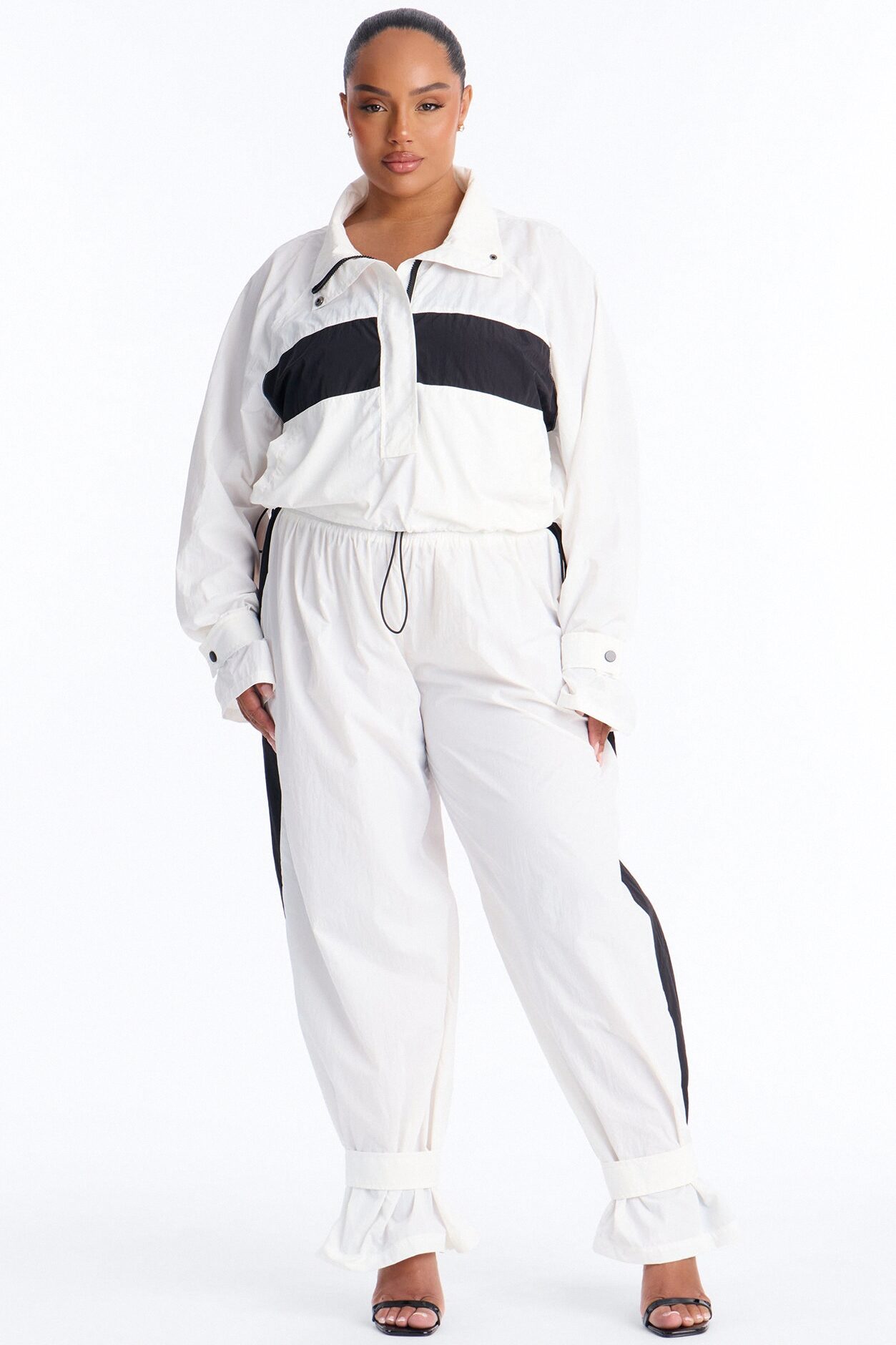 Colette Nylon Pant Set - White/Black