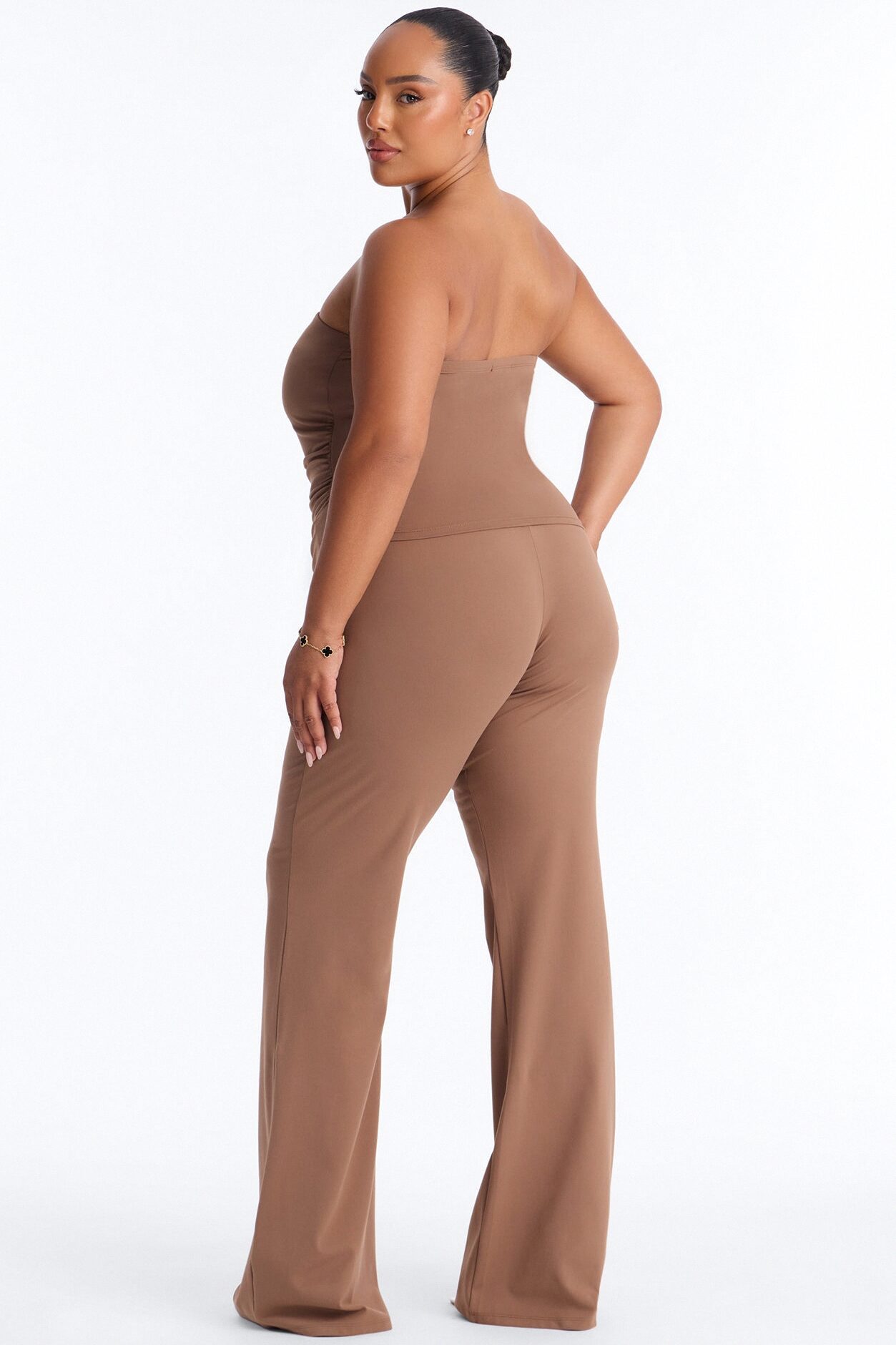 Just Vibes Strapless Pant Set - Brown