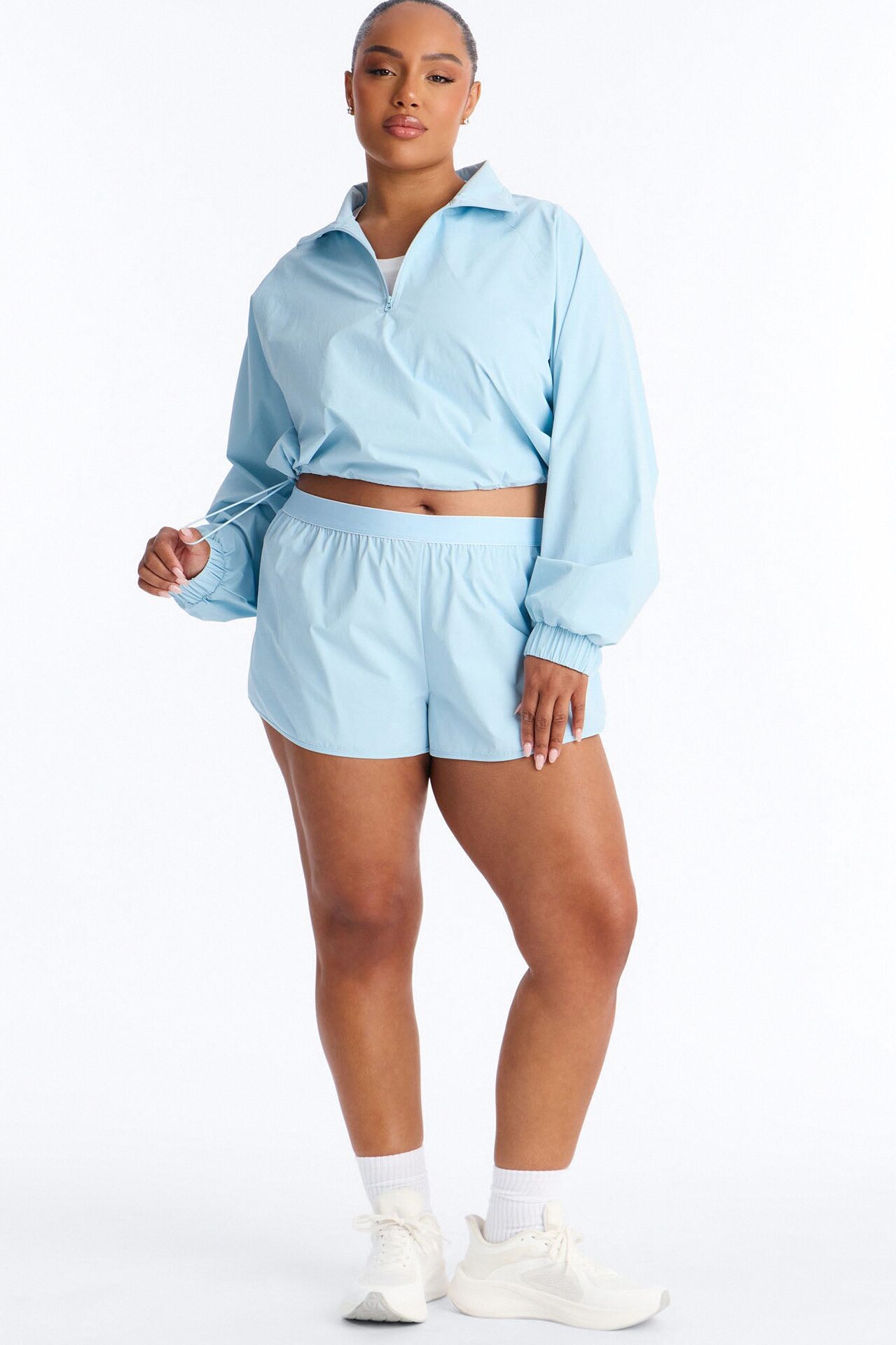 Alora Windbreaker Lounge Quarter Zip - Light Blue