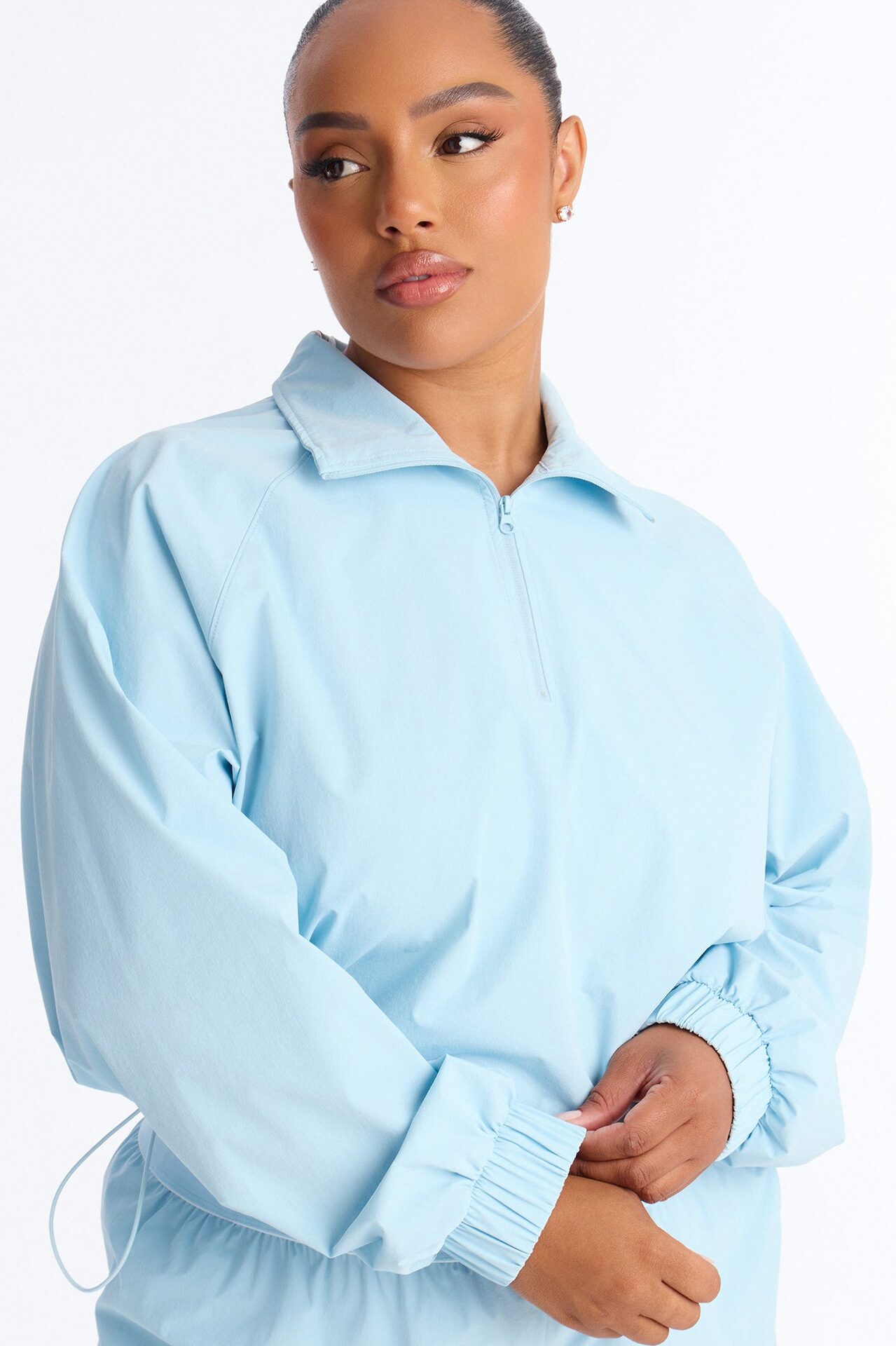 Alora Windbreaker Lounge Quarter Zip - Light Blue